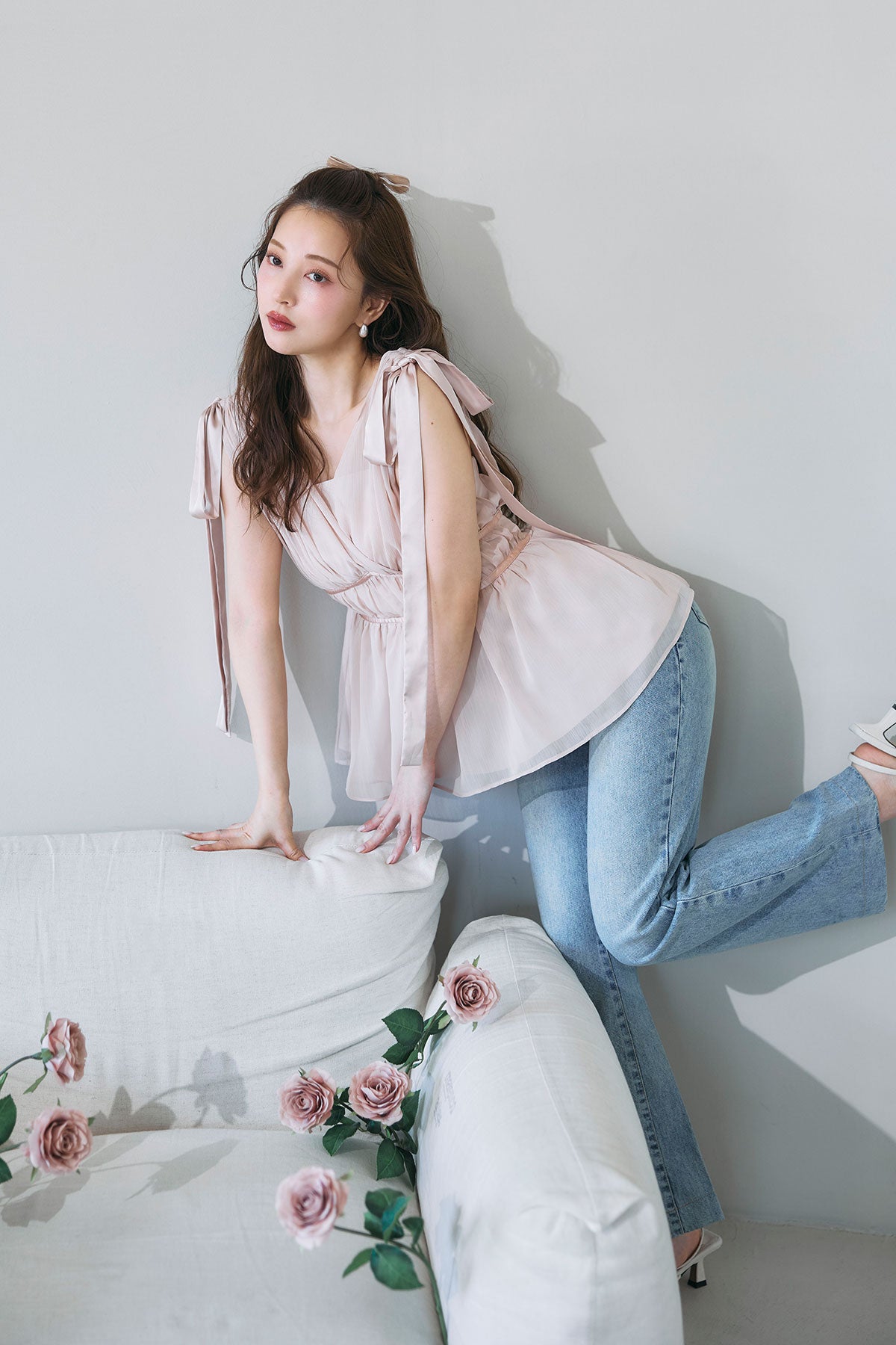 モデル身長:160cm サイズ:FREE カラー:ピンク