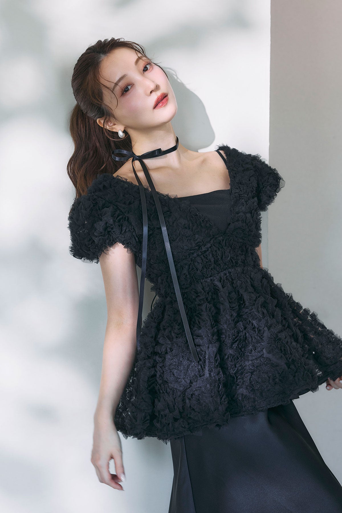 モデル身長:160cm サイズ:FREE カラー:ブラック
