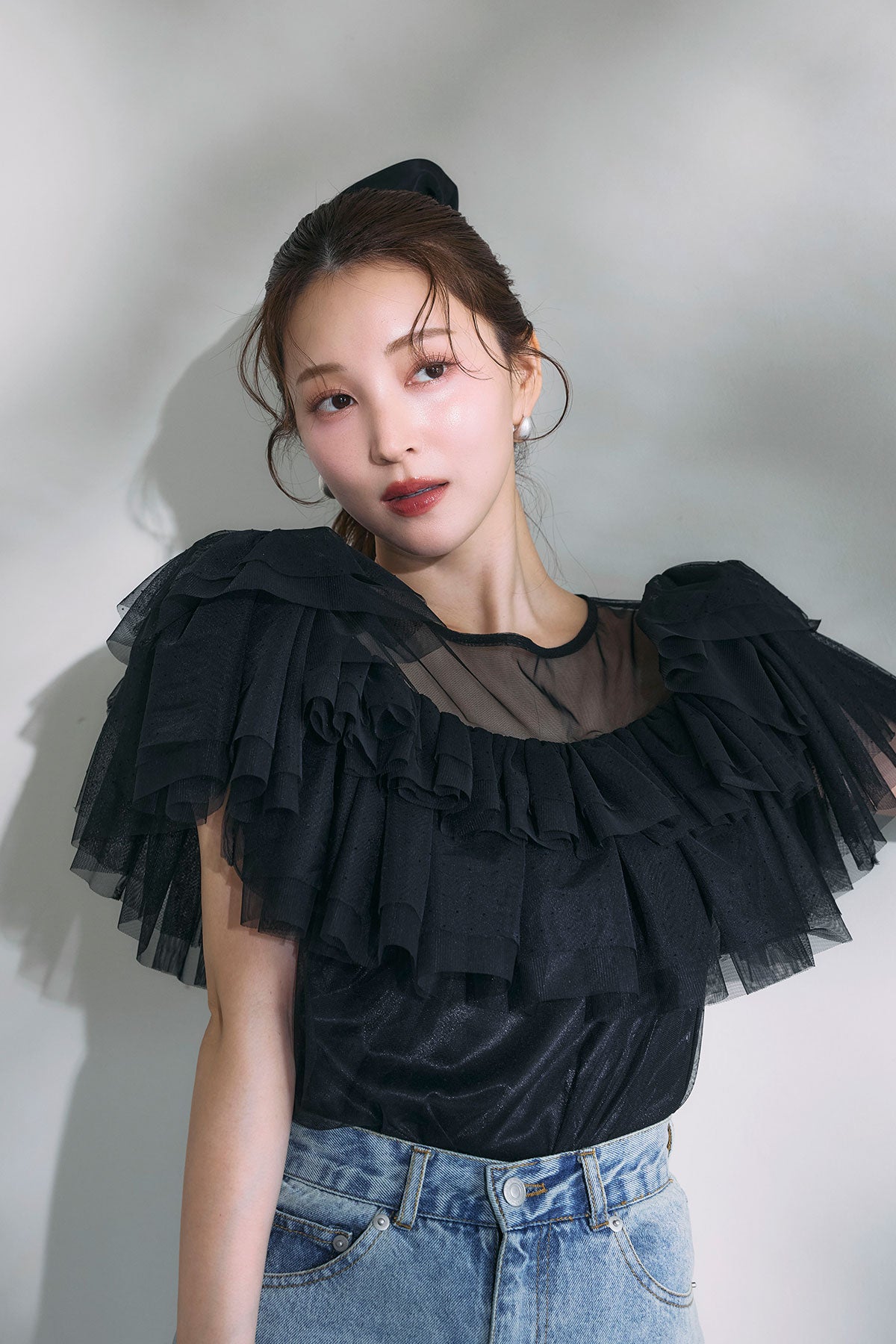 モデル身長:160cm サイズ:FREE カラー:ブラック