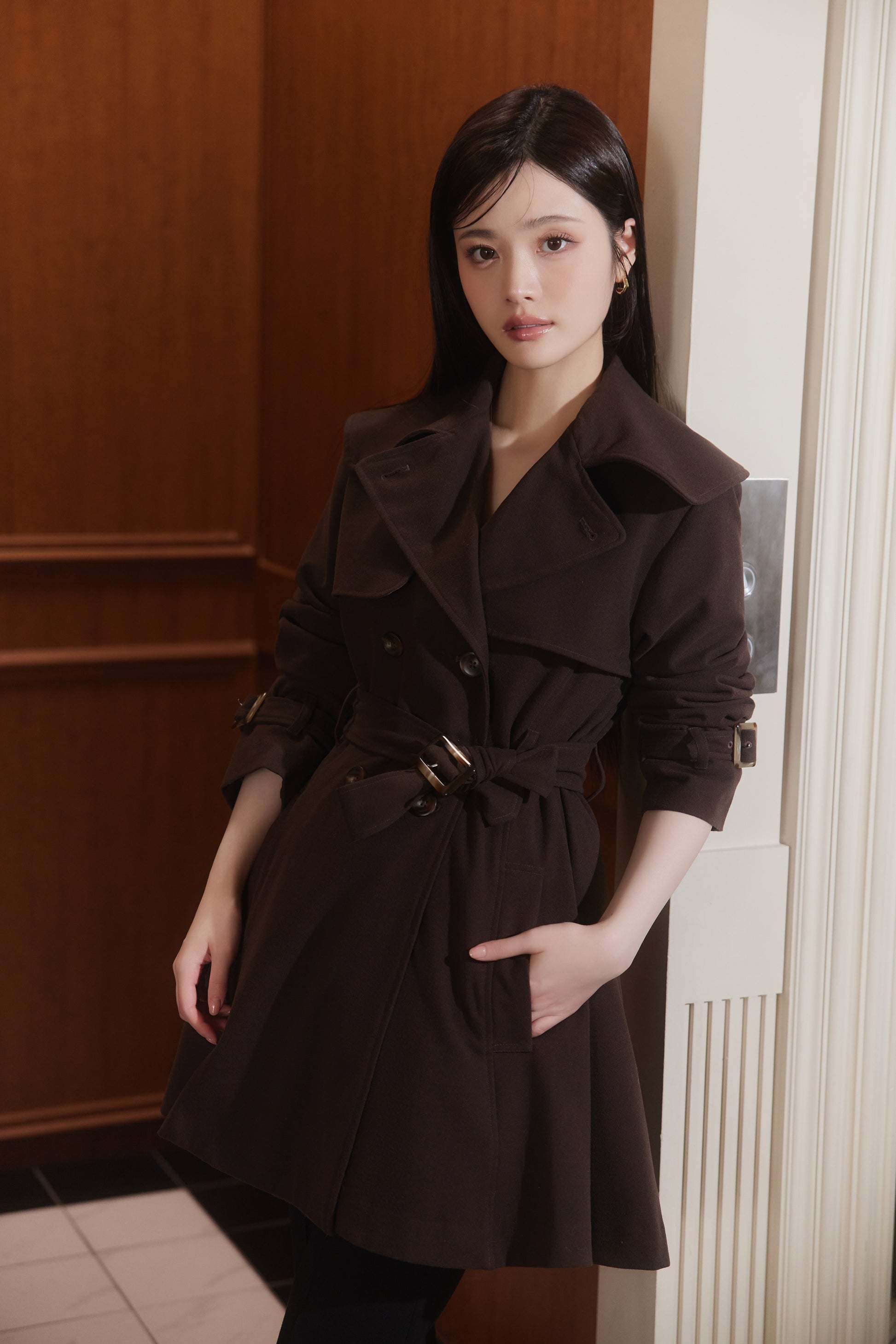 モデル身長：164cm サイズ：FREE カラー：brown