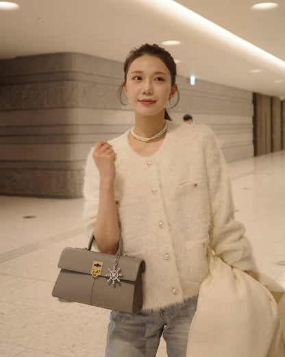 パールボタンアルパカカーディガン