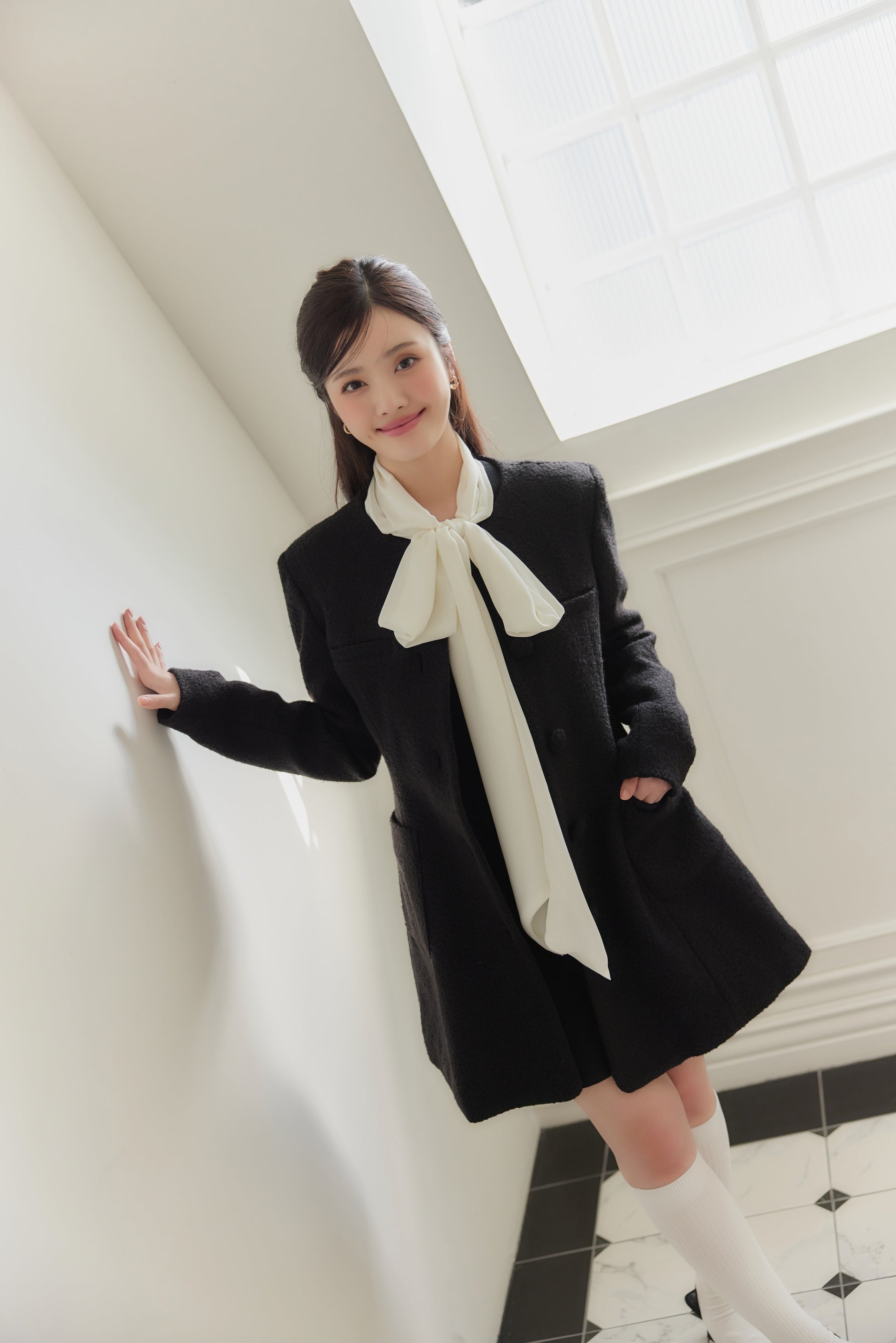 モデル身長：164cm サイズ：M カラー：black