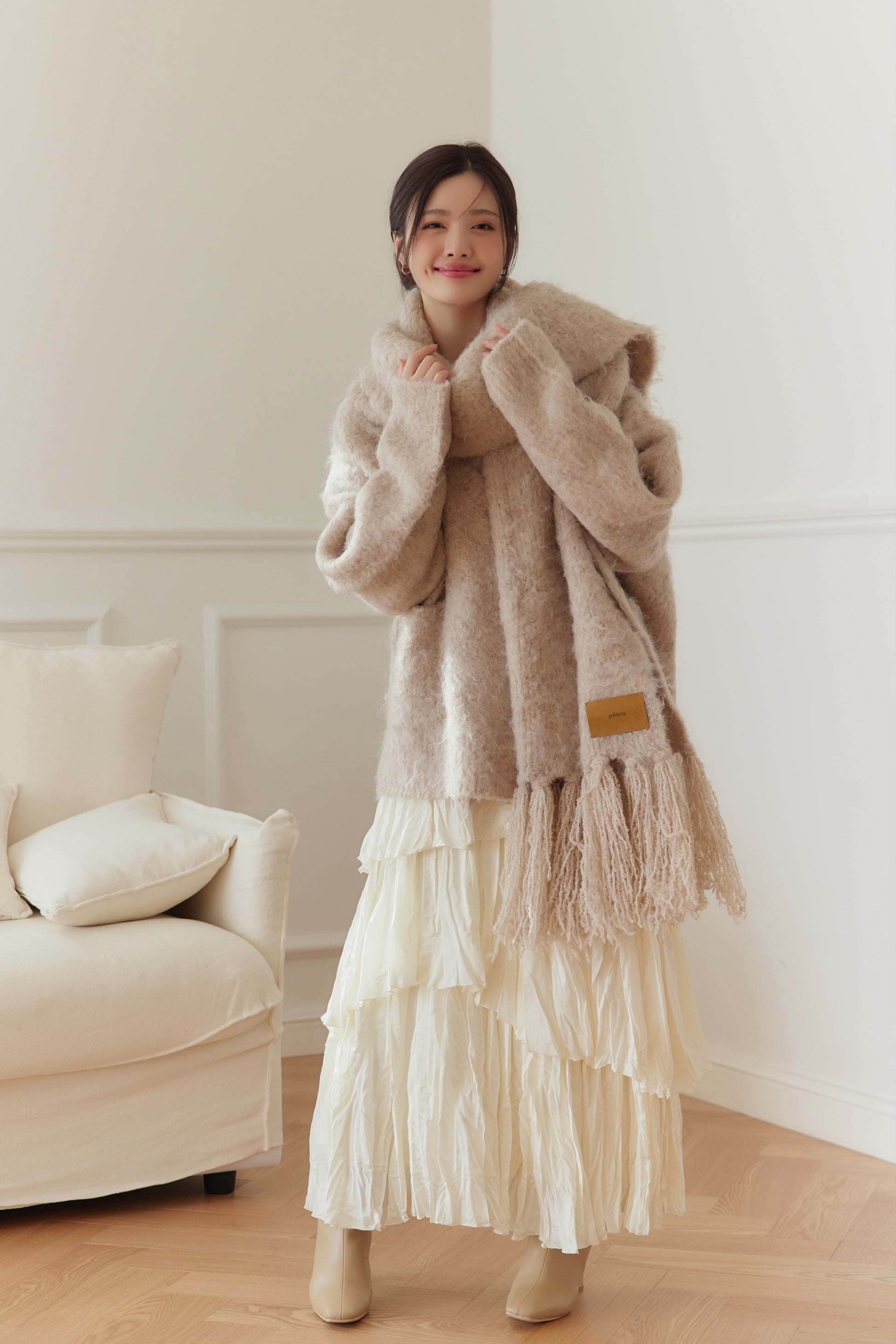 モデル身長：164cm カラー：beige