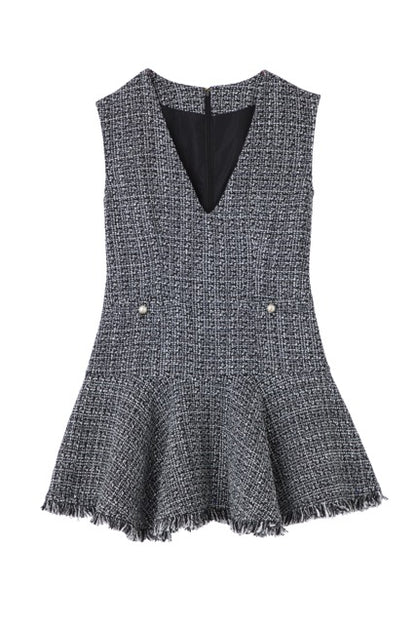 クラシカルツイードフレアミニワンピース