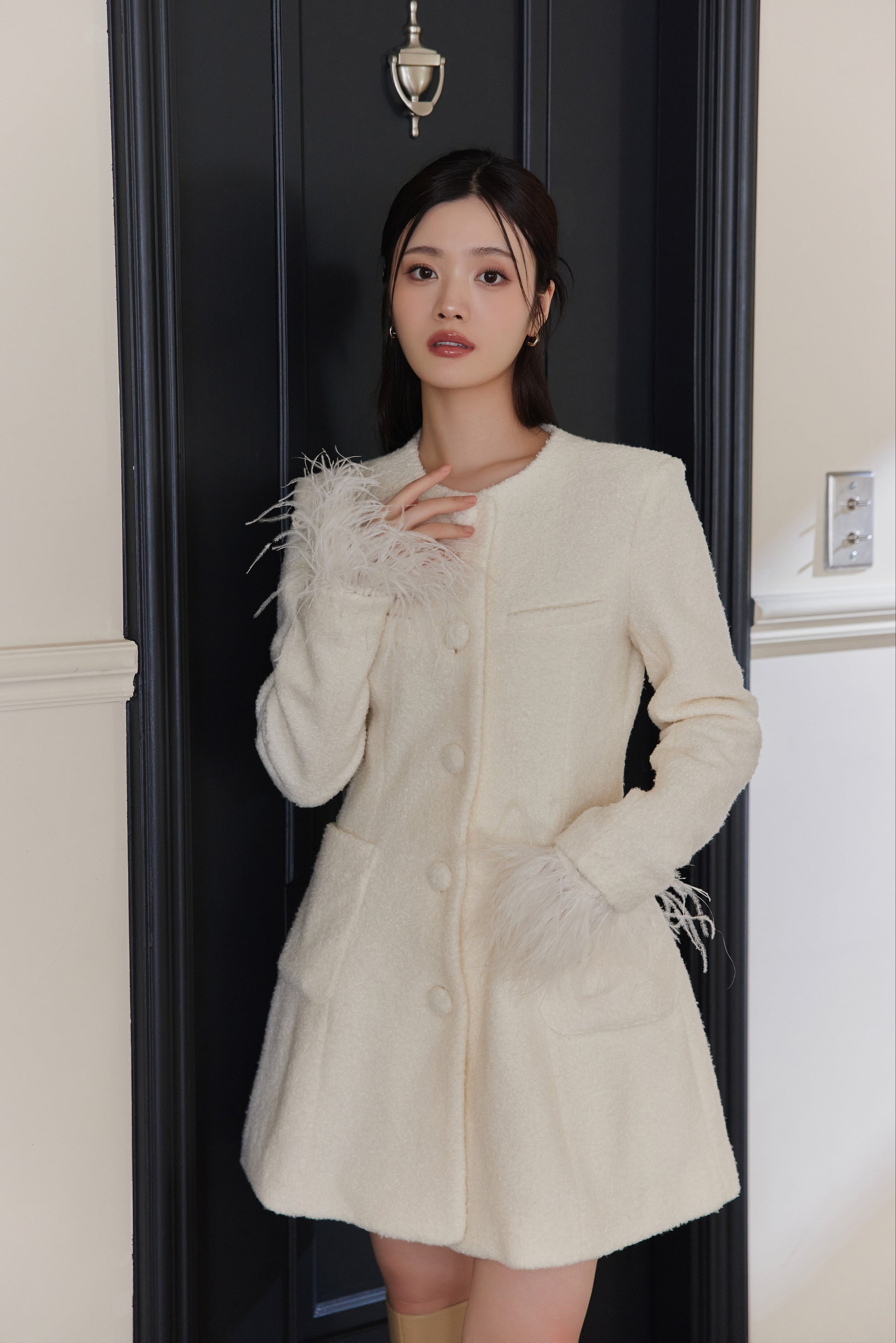 モデル身長：164cm サイズ：M カラー：off white