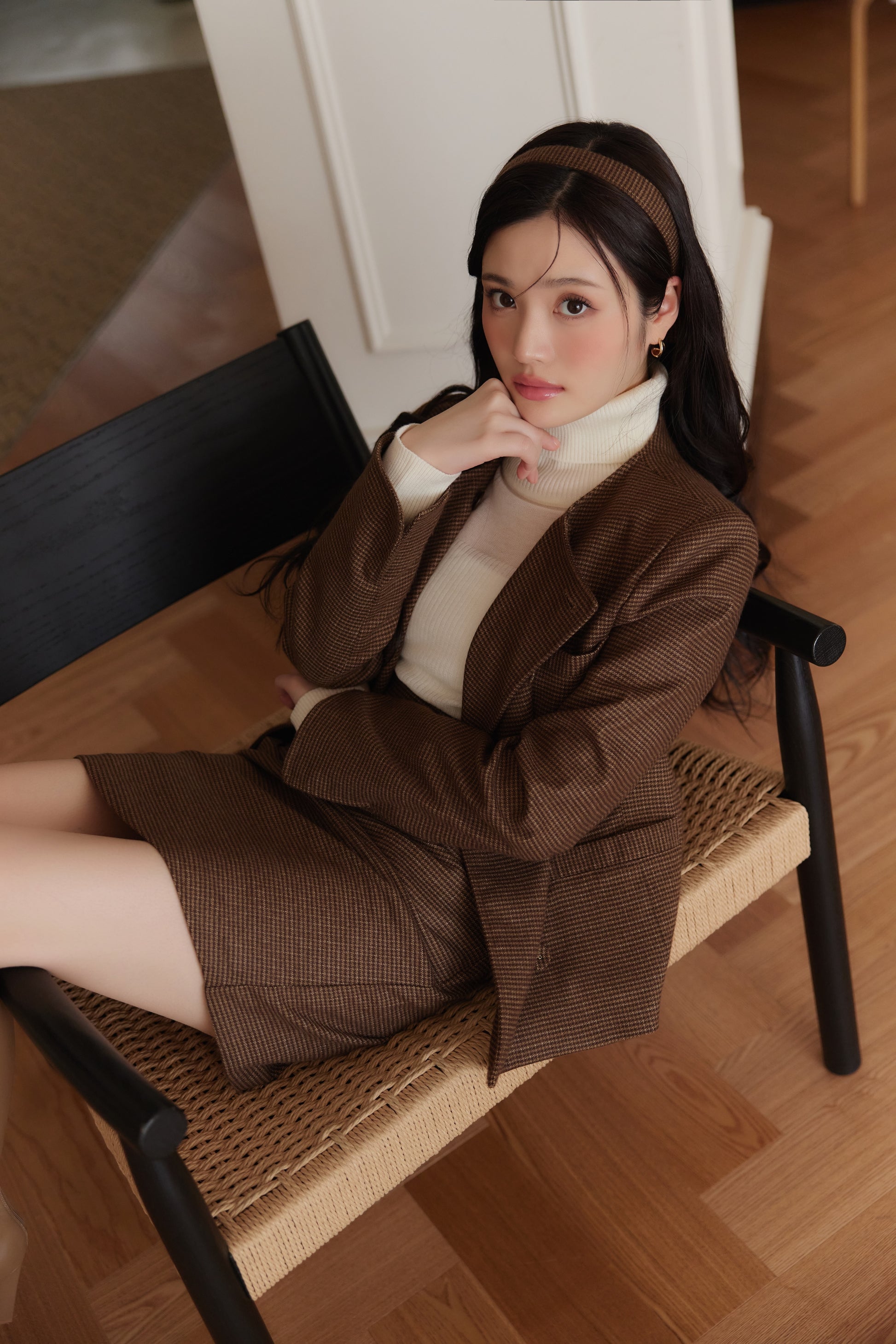 モデル身長：164cm トップスサイズ：free, ボトムサイズ：M, カラー：モードブラウンチェック 