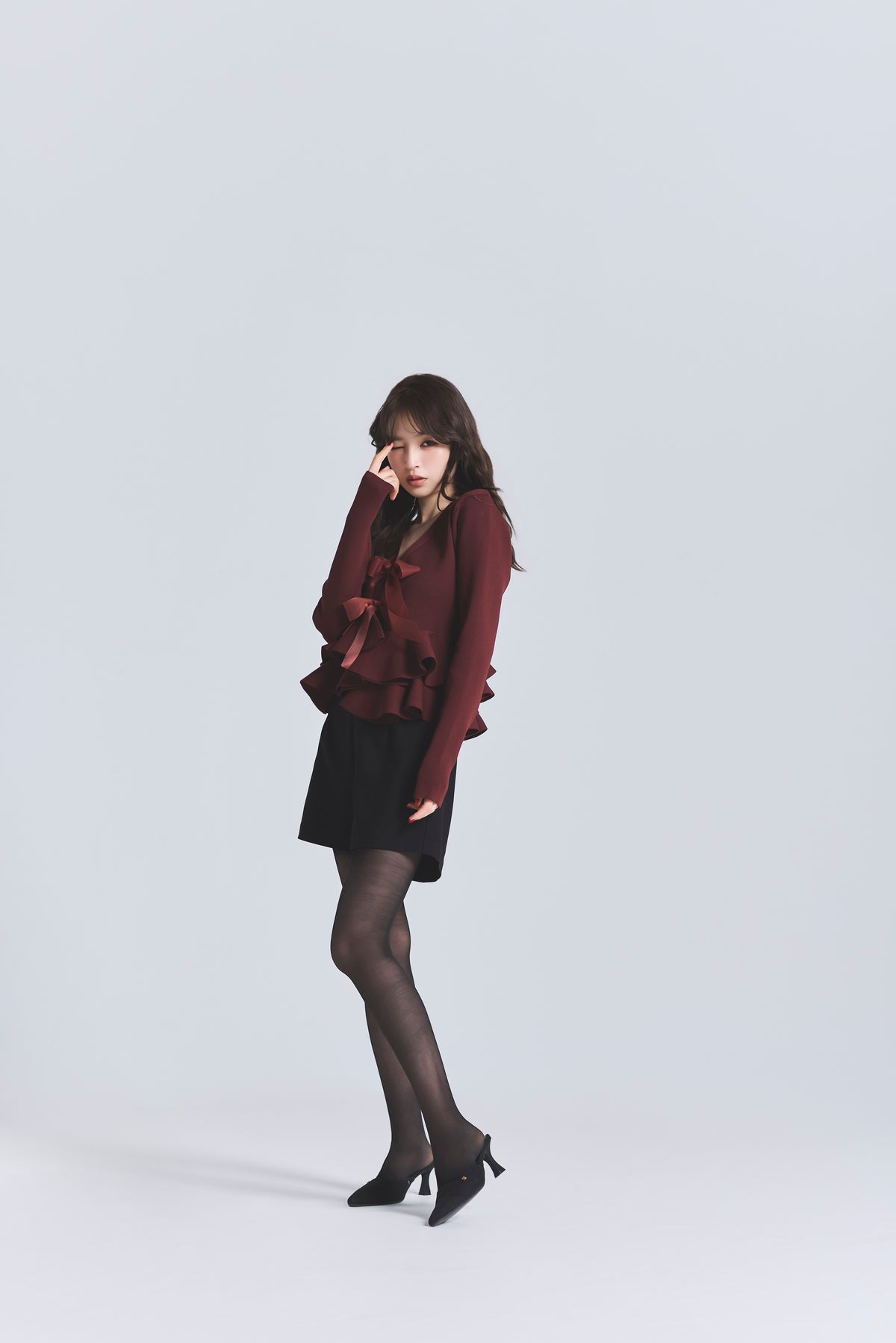 モデル身長：161cm 【トップス】カラー：red