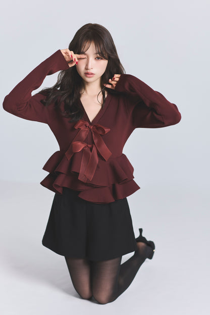 モデル身長：161cm 【トップス】カラー：red