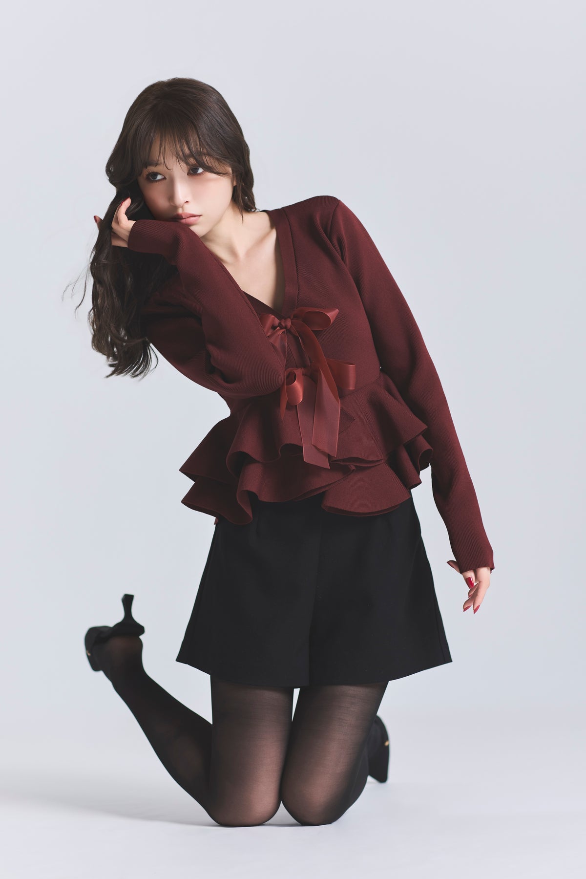 モデル身長：161cm 【トップス】カラー：red