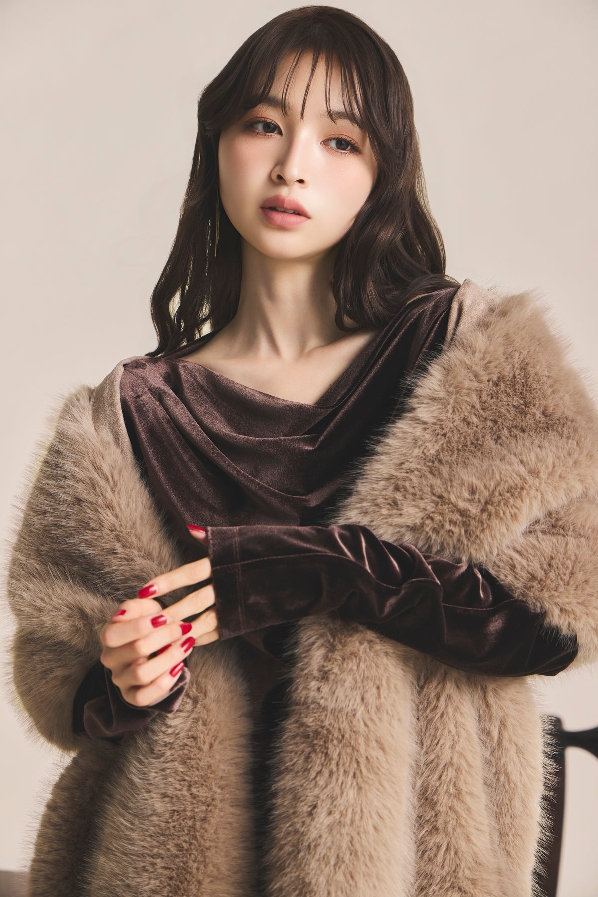 モデル身長：161cm 【ワンピース】カラー：brown サイズ：SS