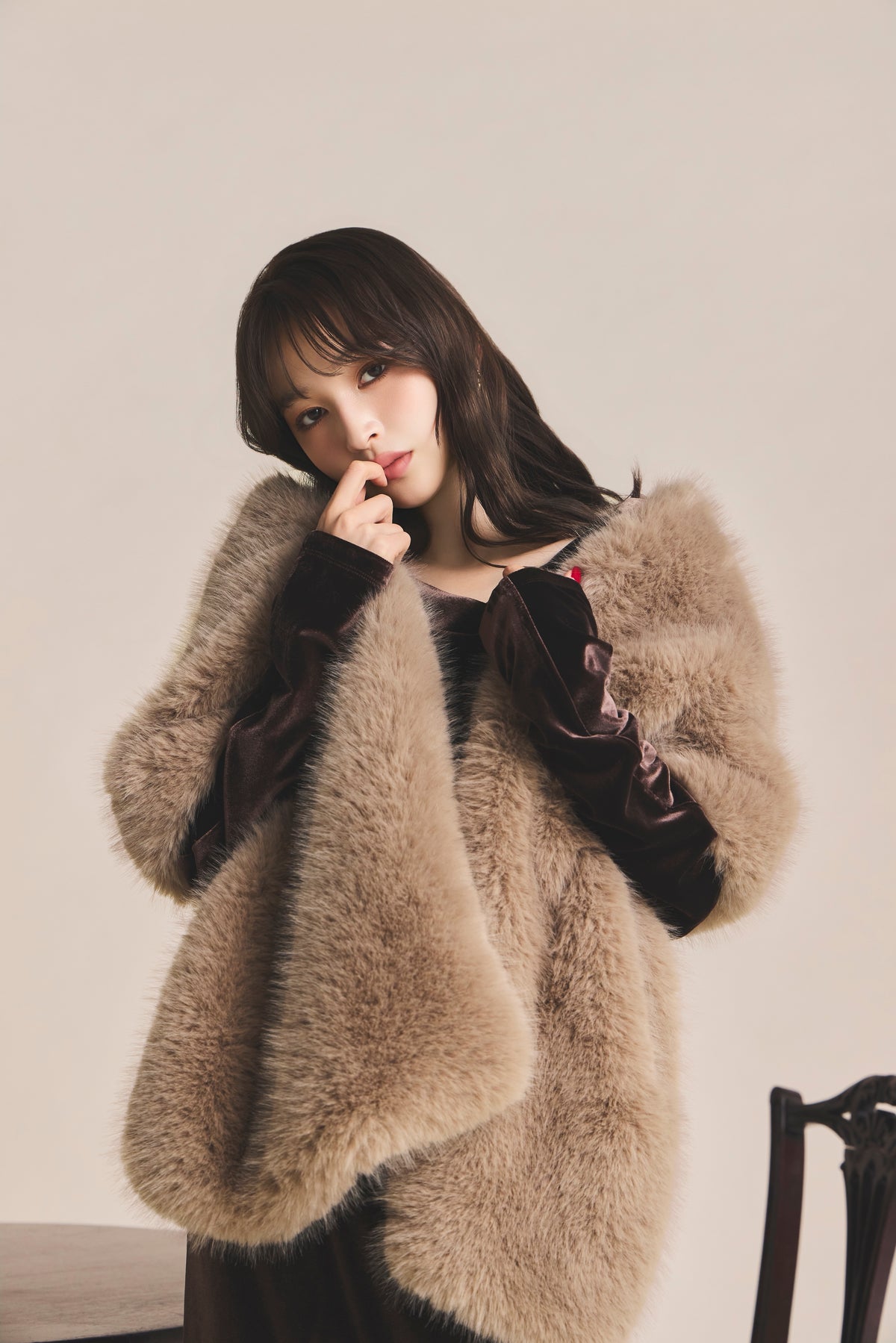 モデル身長：161cm 【ワンピース】カラー：brown サイズ：SS