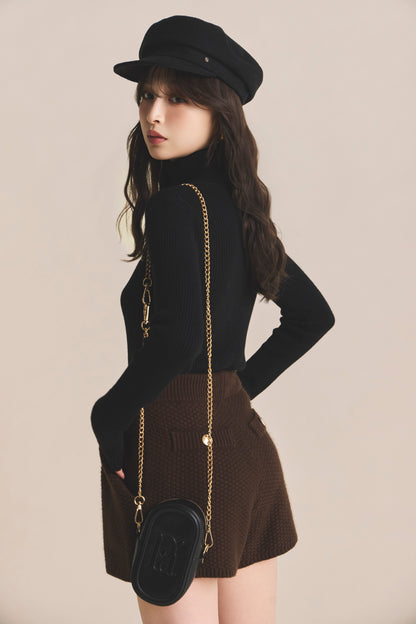 モデル身長：161cm 【ボトムス】カラー：brown 【アクセサリー】カラー：black