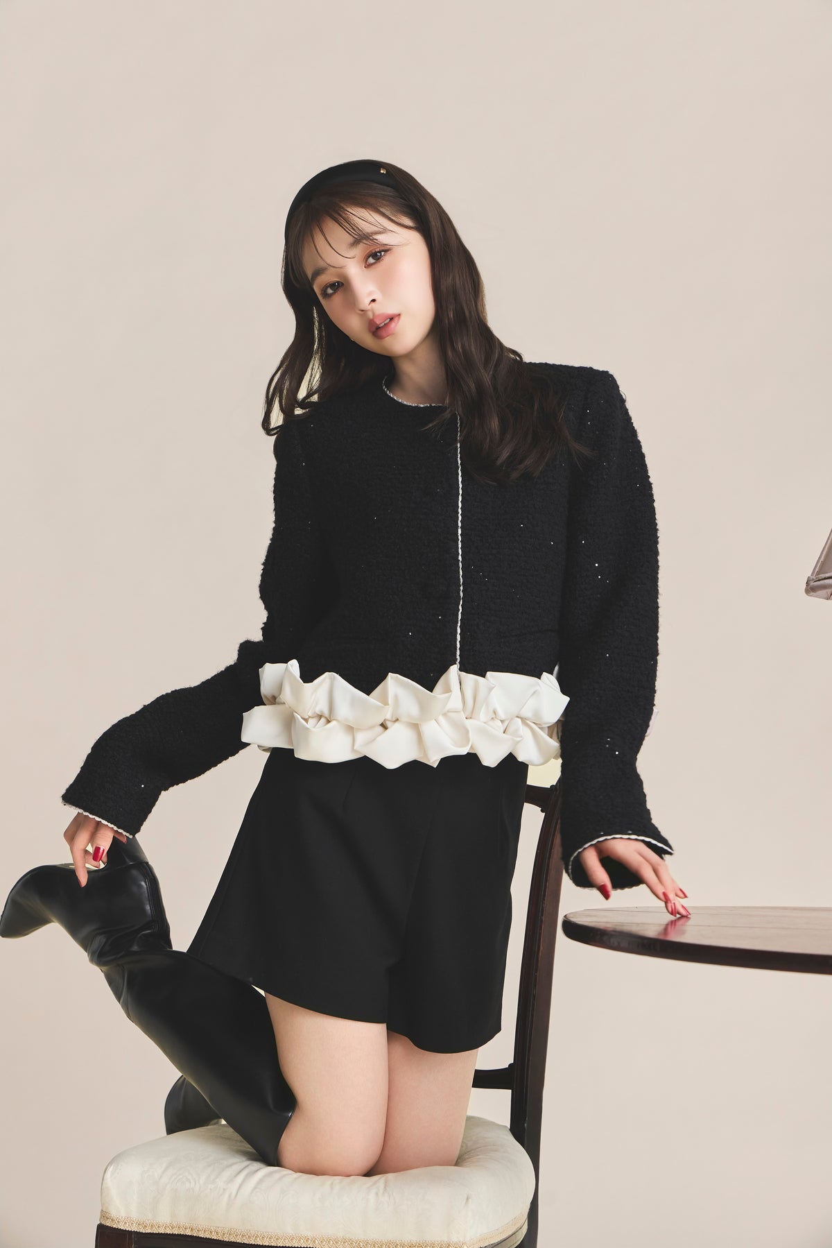 モデル身長：161cm 【アウター】カラー：black