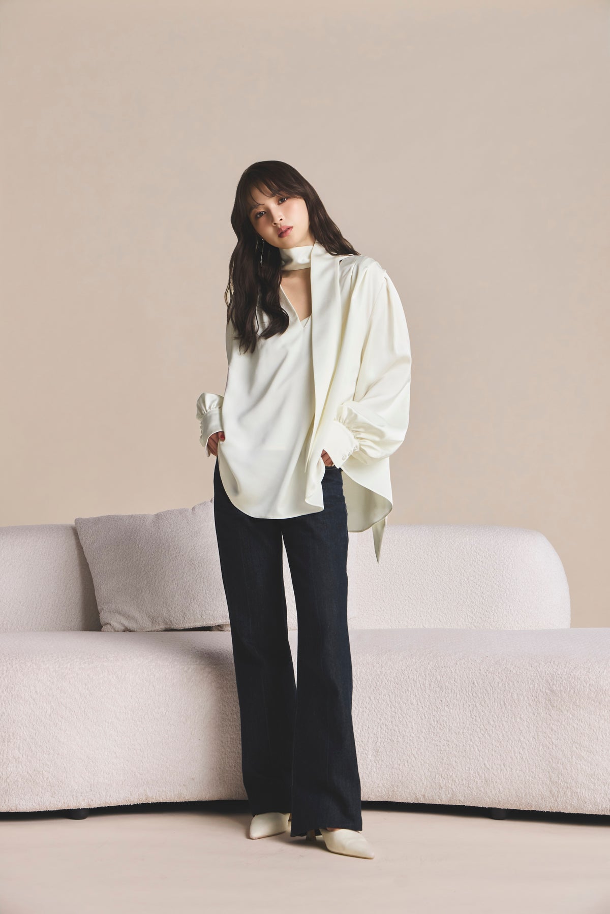 モデル身長：161cm 【トップス】カラー：off white