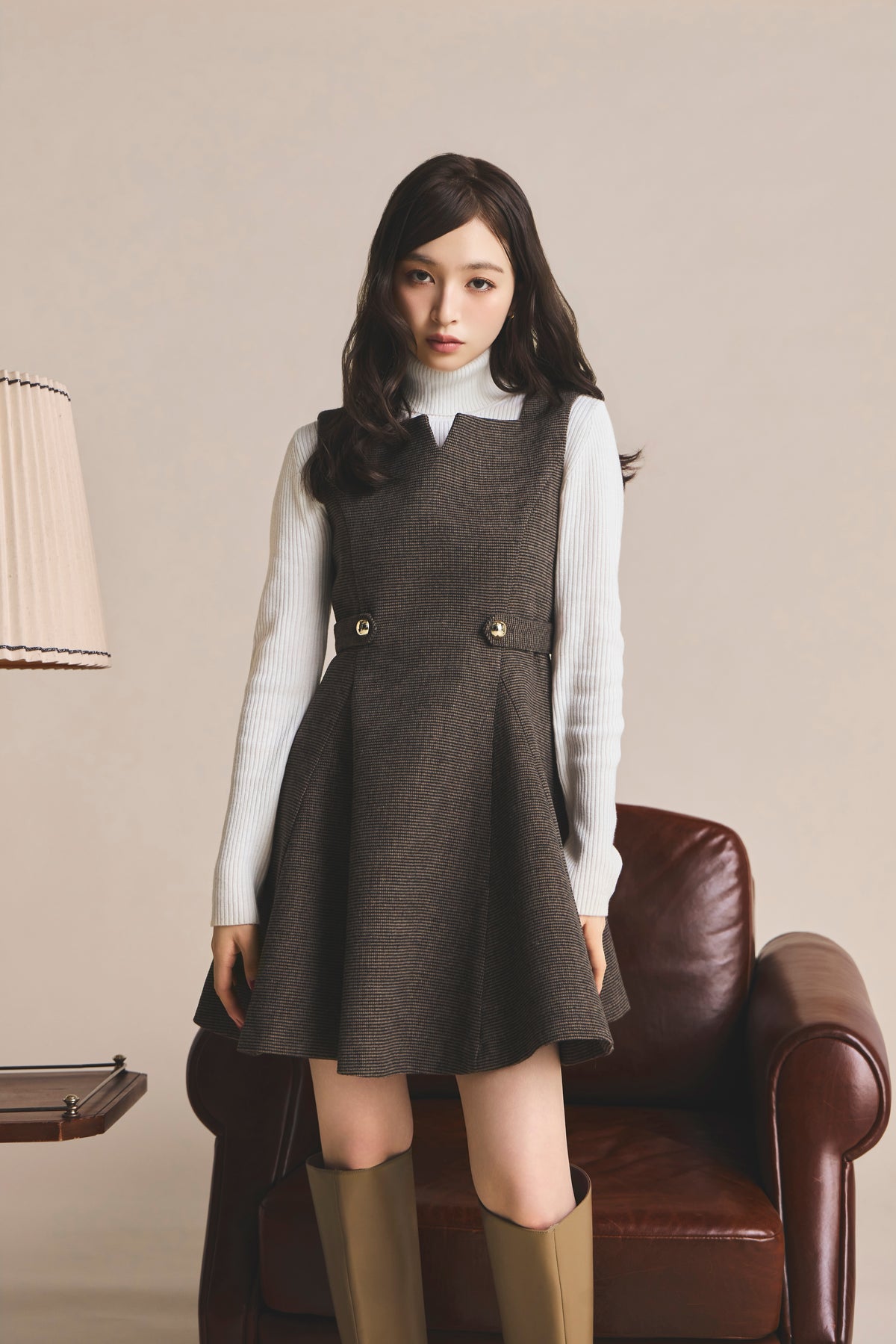 モデル身長：161cm 【ワンピース】カラー：brown