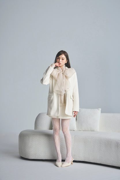 モデル身長：161cm 【アウター】カラー：off white  【トップス】カラー：pink beige 【ボトムス】カラー：off white サイズ：SS