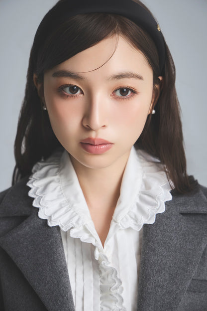 モデル身長：161cm 【アウター】カラー：grey  【トップス】カラー：off white