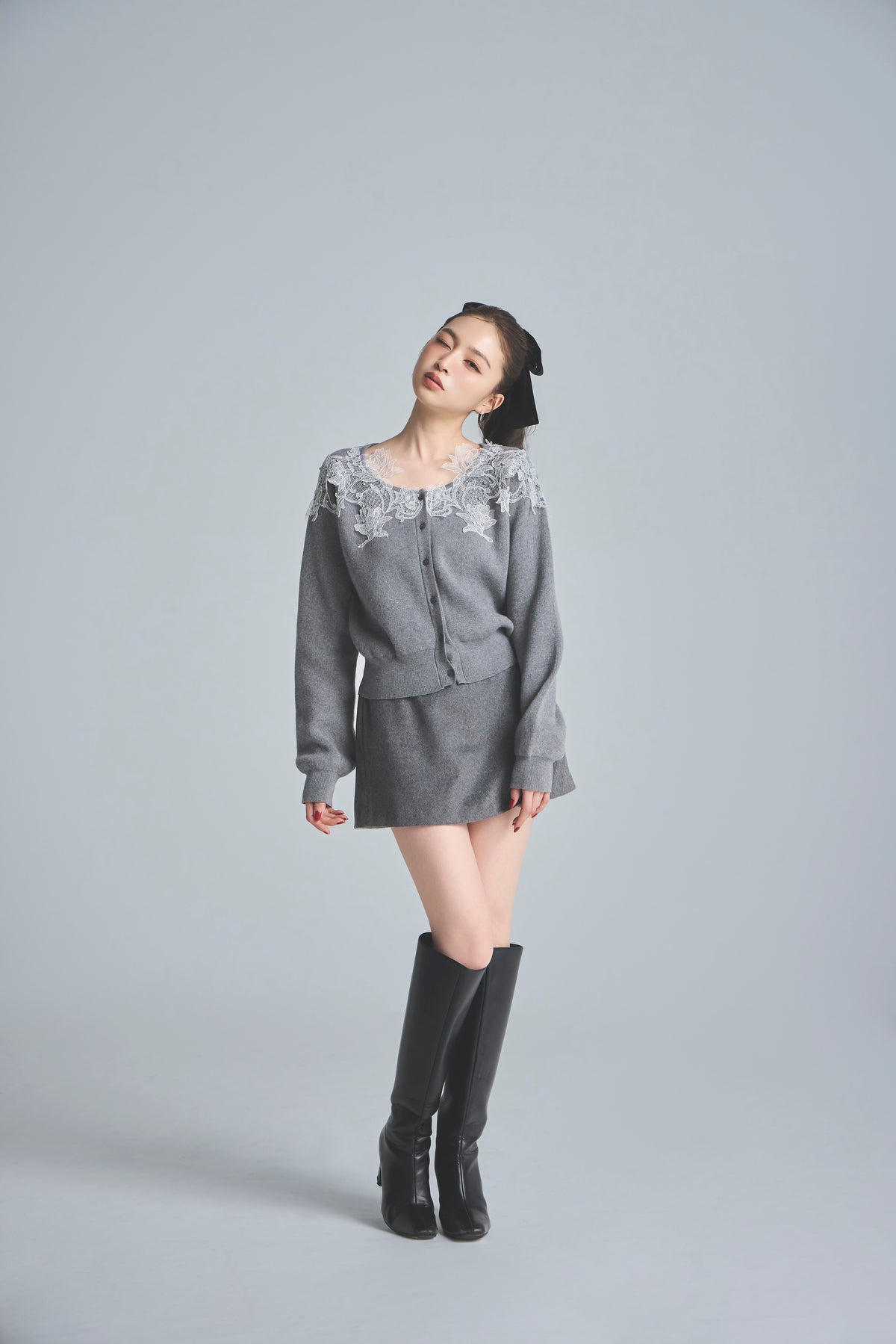 モデル身長：161cm 【トップス】カラー：grey 【ボトムス】カラー：grey サイズ：SS