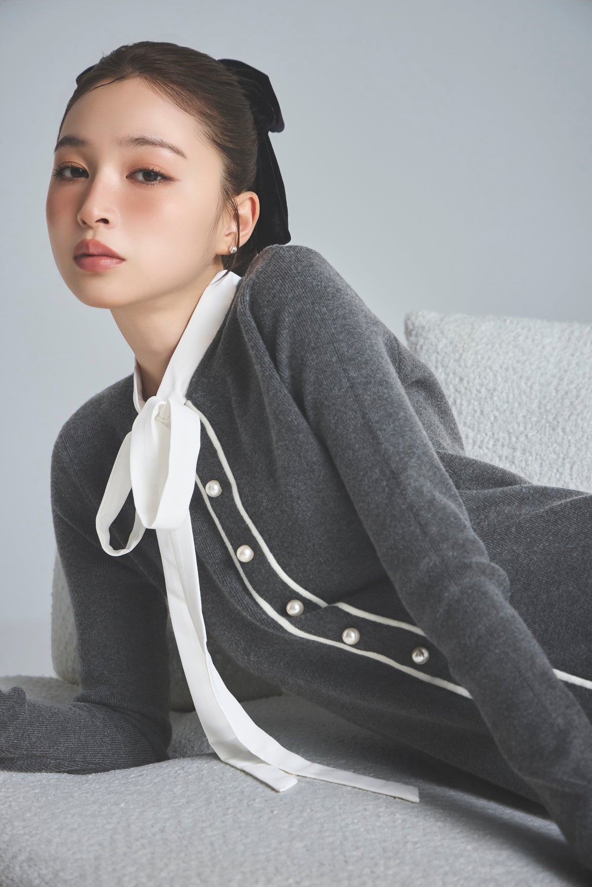 モデル身長：161cm 【ワンピース】カラー：grey