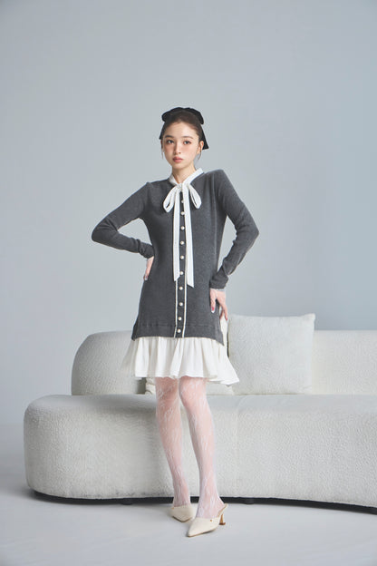 モデル身長：161cm 【ワンピース】カラー：grey