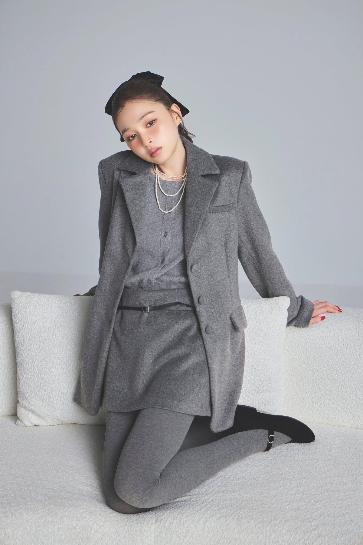 モデル身長：161cm 【アウター】カラー：grey 【トップス】カラー：grey 【ボトムス】カラー：grey サイズ：SS