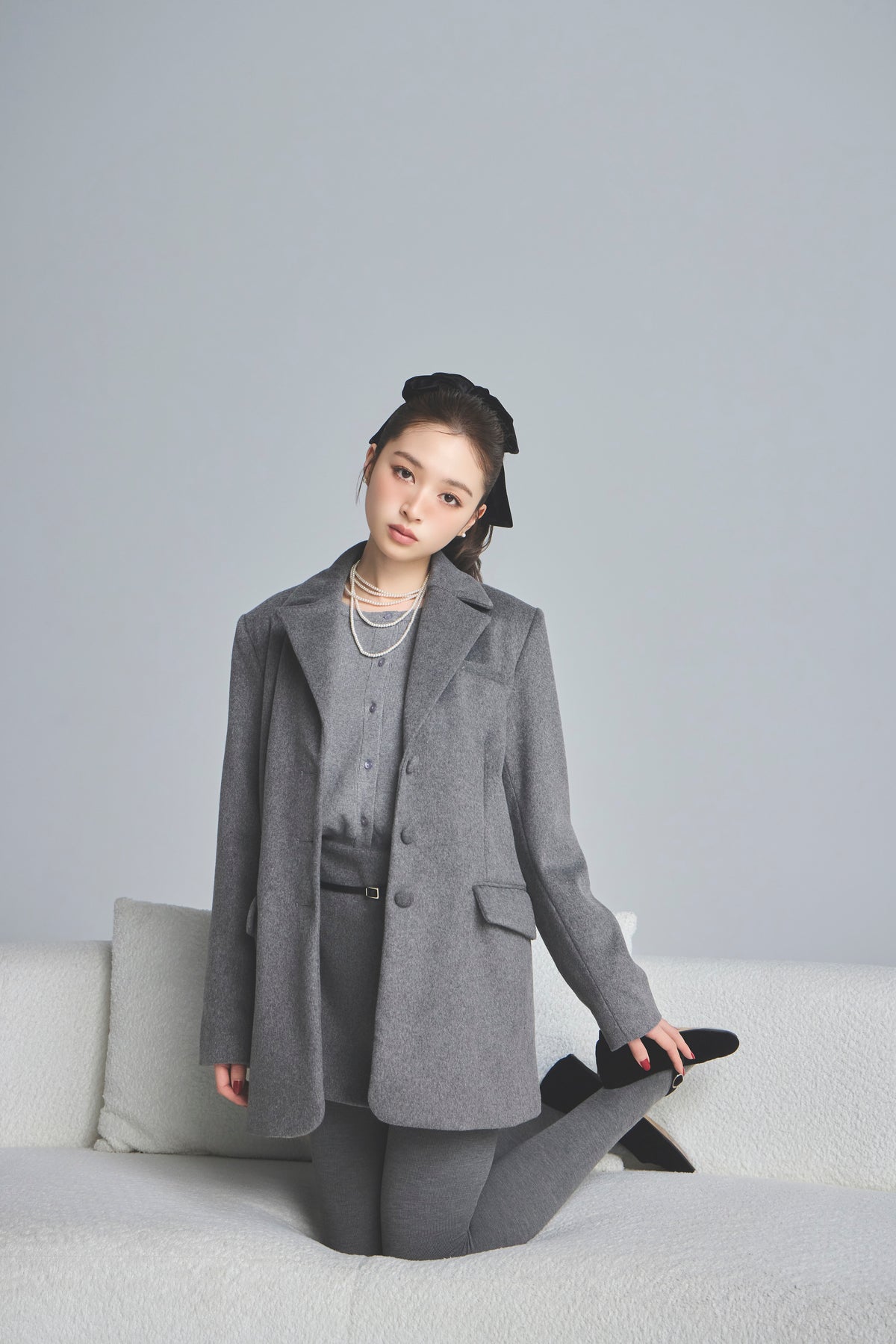 モデル身長：161cm 【アウター】カラー：grey 【トップス】カラー：grey 【ボトムス】カラー：grey サイズ：SS