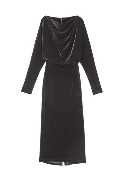 グロッシーベロアドレープドレス