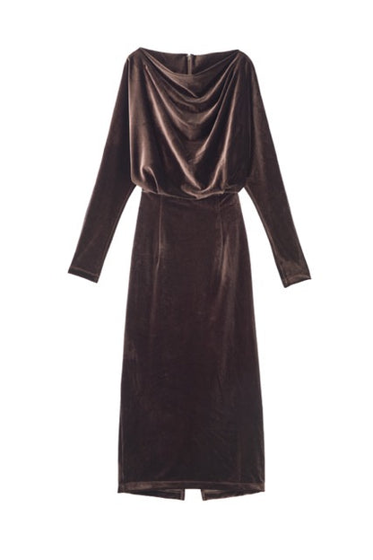 グロッシーベロアドレープドレス
