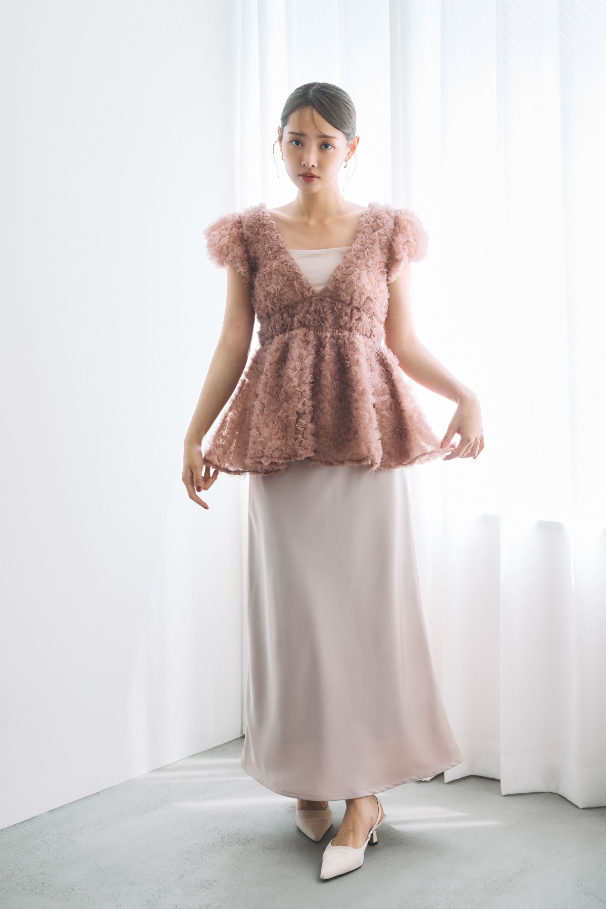 モデル身長：160cm　サイズ：FREE　カラー：pink