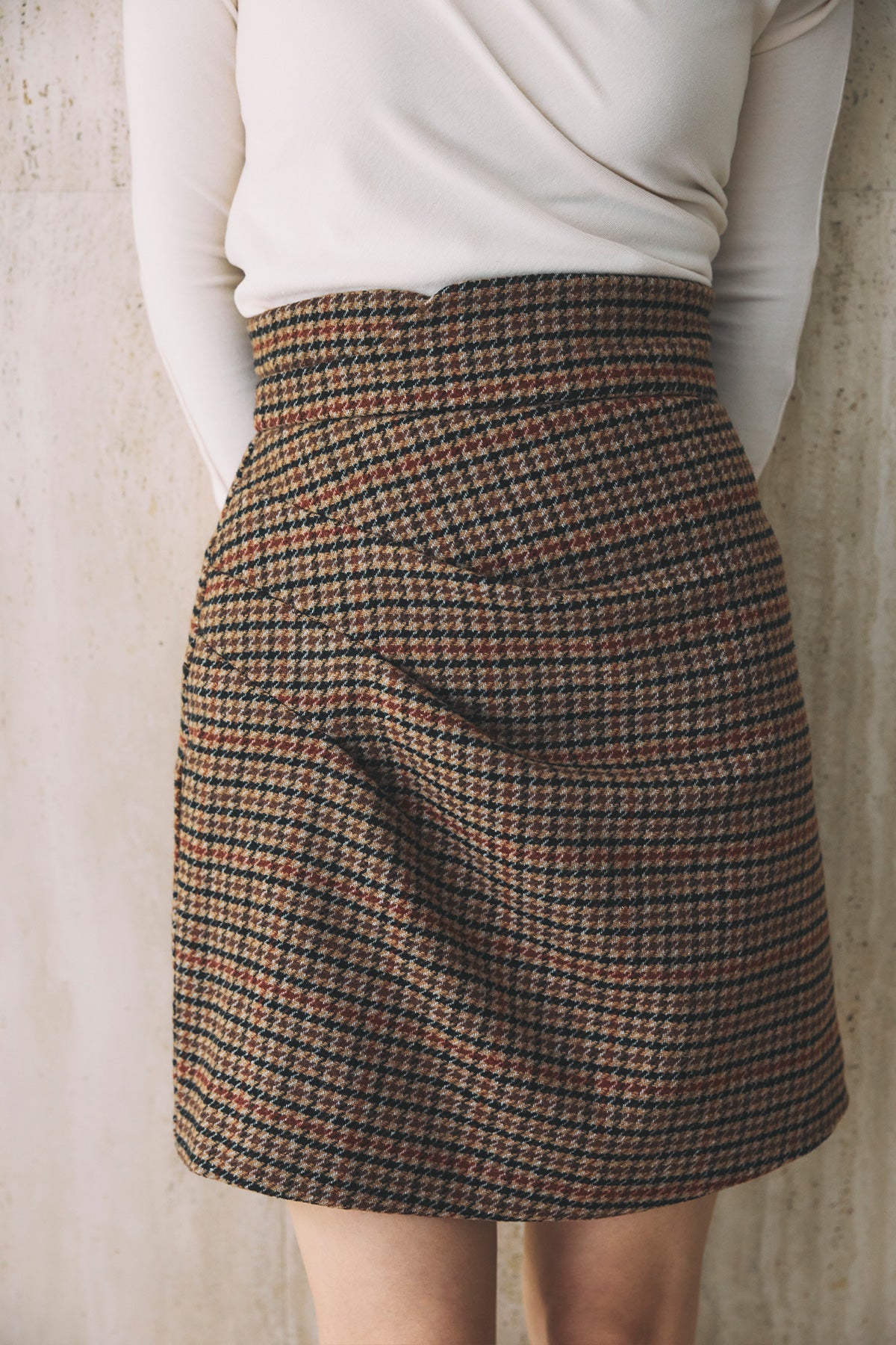 クラシカルチェックタックドレープスカート – poláura OFFICIAL ONLINE