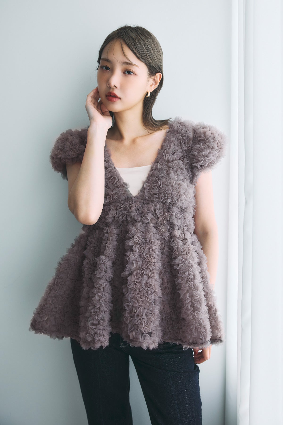 polaura ポローラ フラワーペプラムバックリボンチュニック フラワーぺ