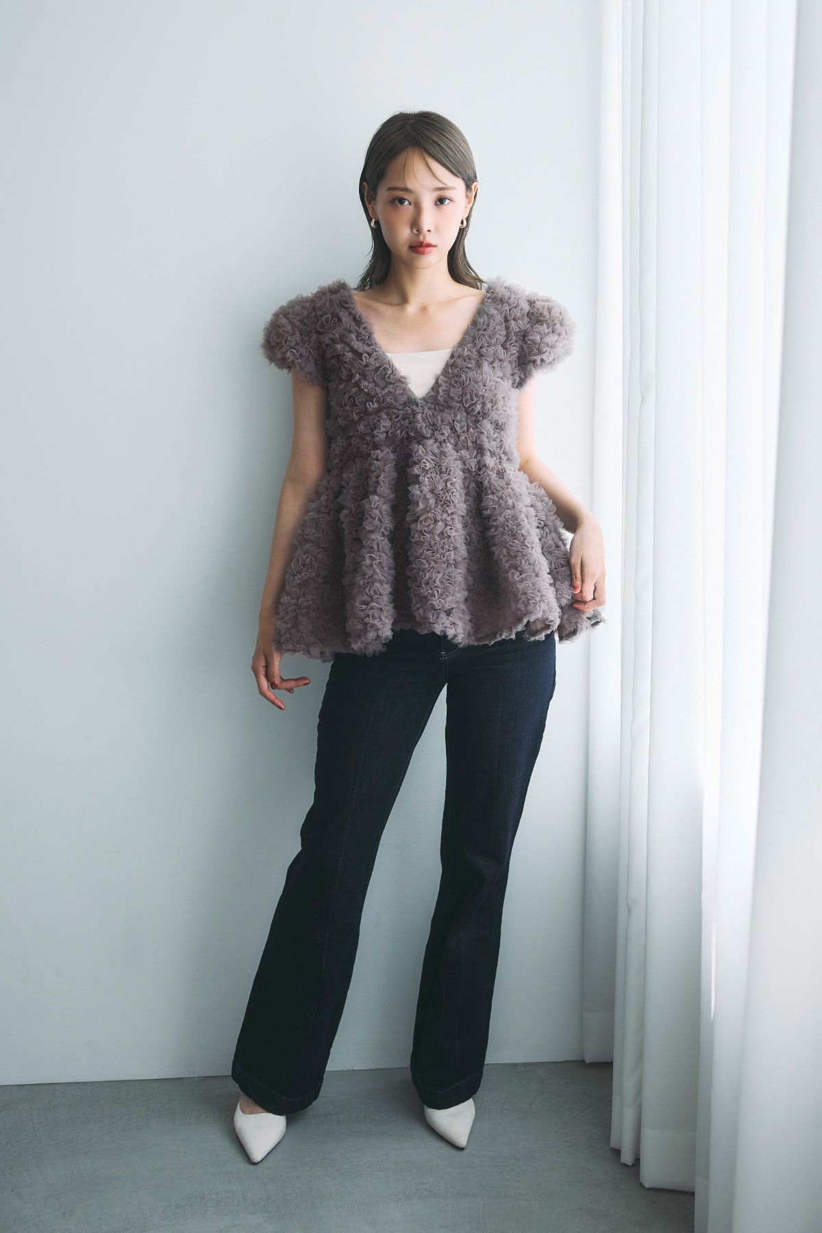 モデル身長：160cm　サイズ：FREE　カラー：gray