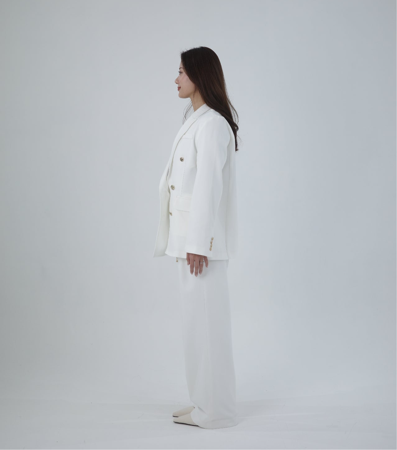 polaura ポローラ オフショルカラーダブルボタンジャケット ホワイト polaura ポローラ オフショルカラーダブルボタンジャケット ホワイト