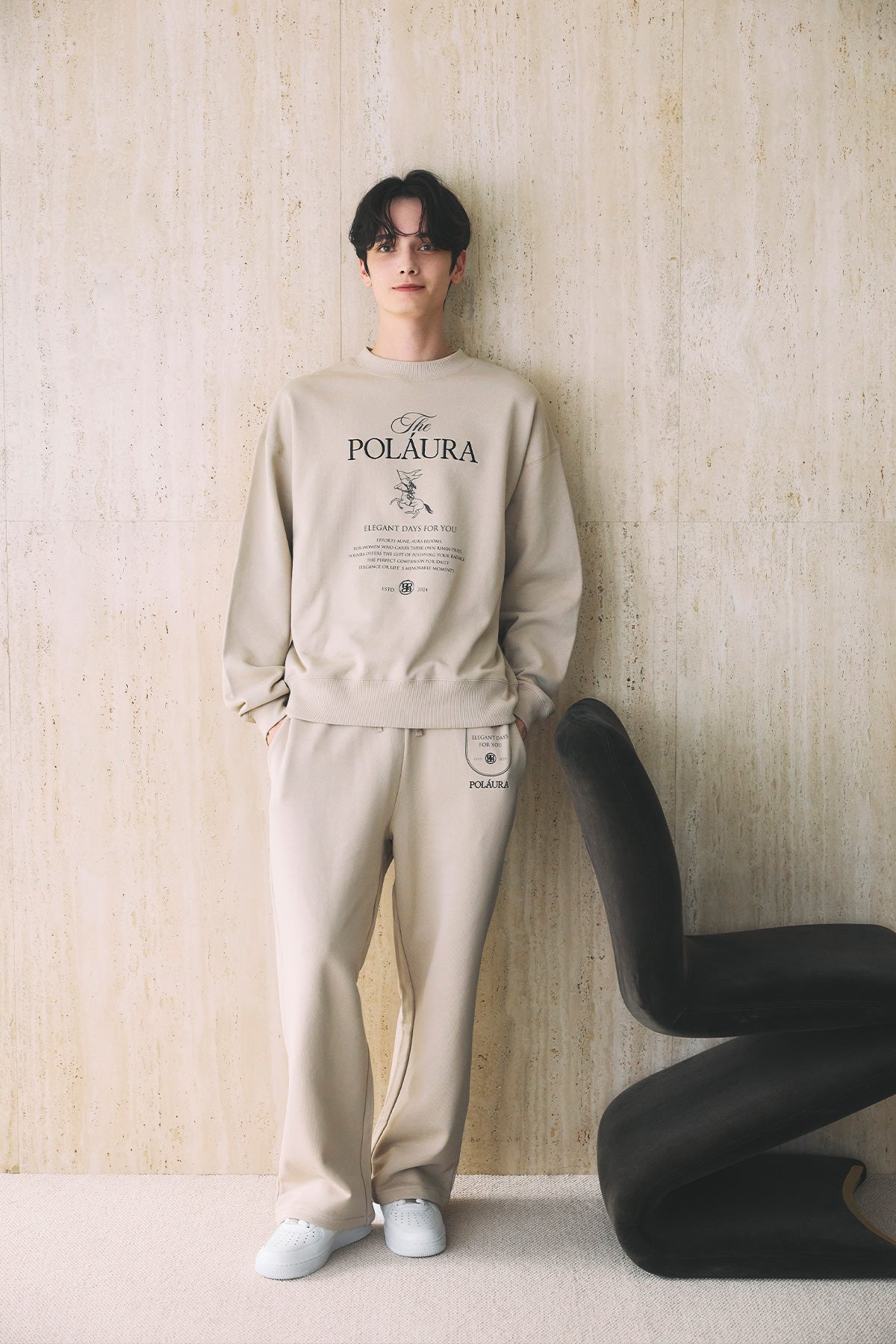 モデル身長：180cm サイズ：メンズL カラー：mocha