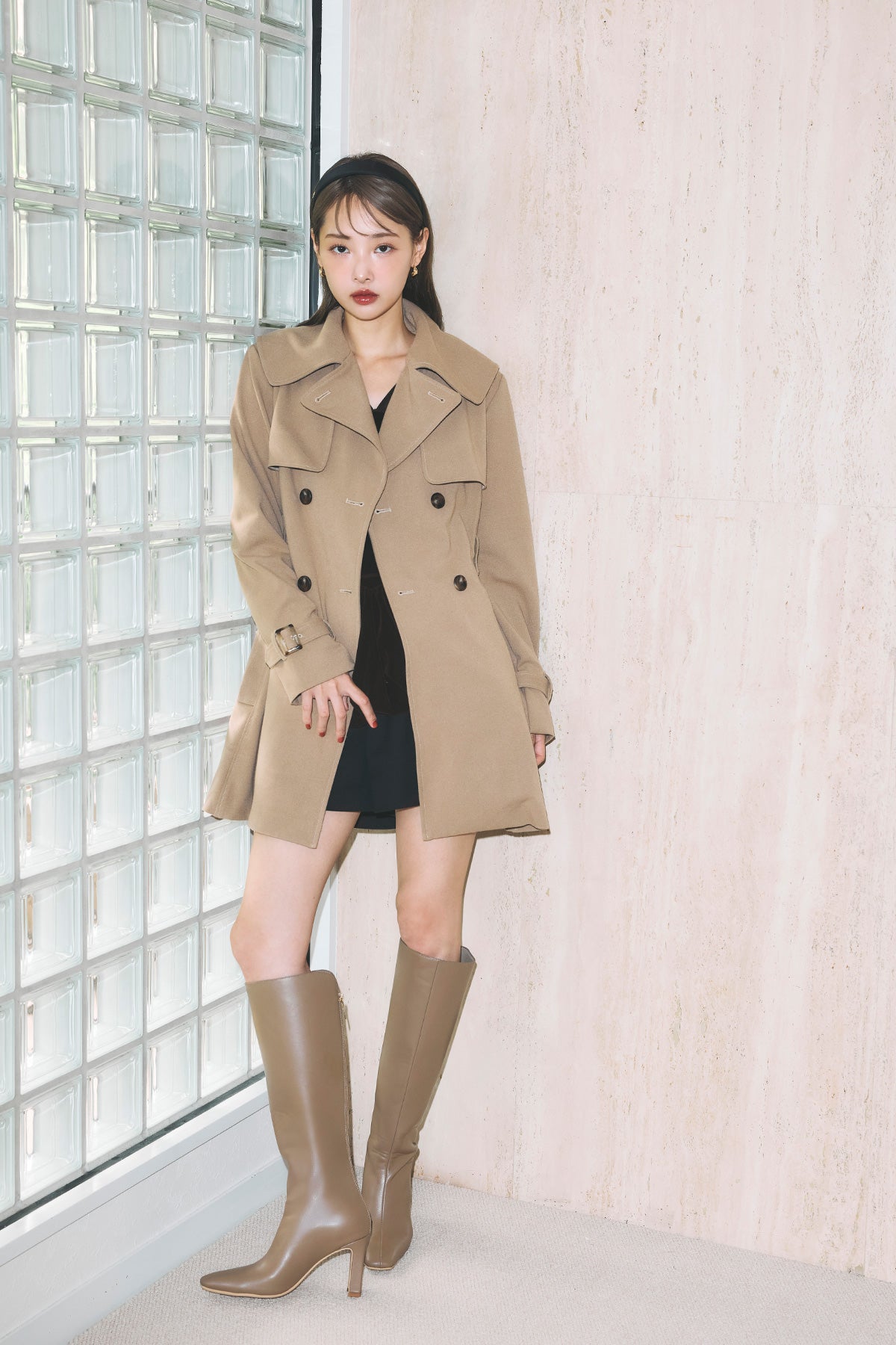 モデル身長：172cm サイズ：FREE カラー：beige
