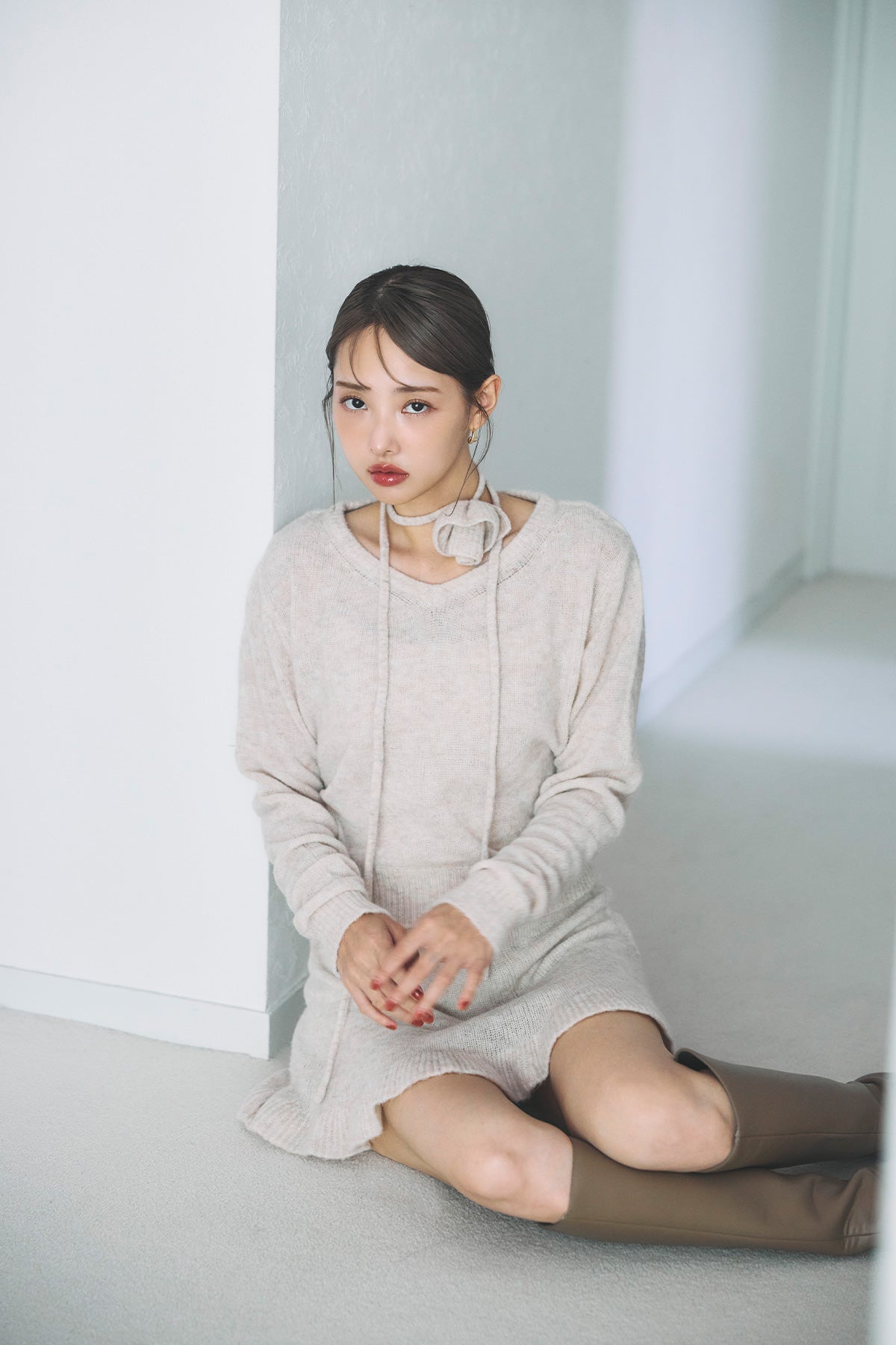 モデル身長：172cm サイズ：FREE カラー：white