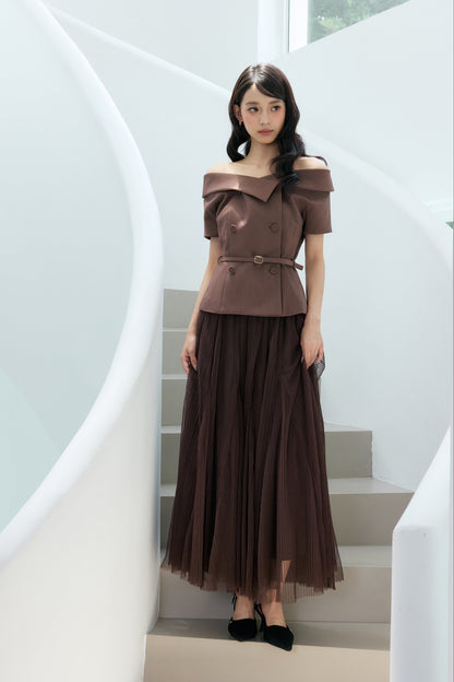 着用モデル：170cm 【トップス】カラー：brown 【ボトムス】カラー：brown サイズ：SM