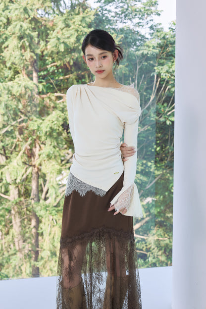着用モデル：170cm 【トップス】カラー：ivory【ボトムス】カラー：brown