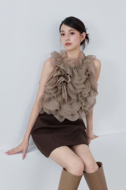 着用モデル：170cm 【トップス】カラー：greige 【ボトムス】カラー：brown サイズ：SM