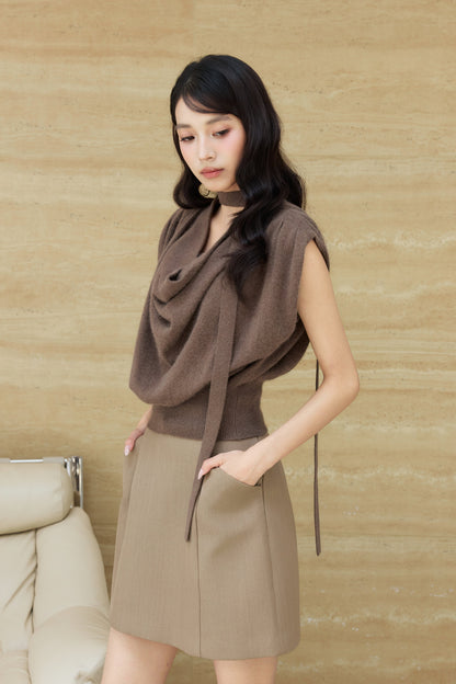 着用モデル：170cm 【トップス】カラー：brown 【ボトムス】カラー：beige サイズ：SM