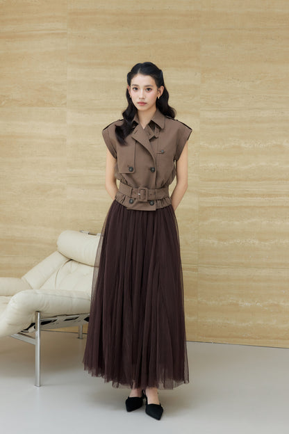 着用モデル：170cm 【トップス】カラー：brown 【ボトムス】カラー：brown サイズ：SM