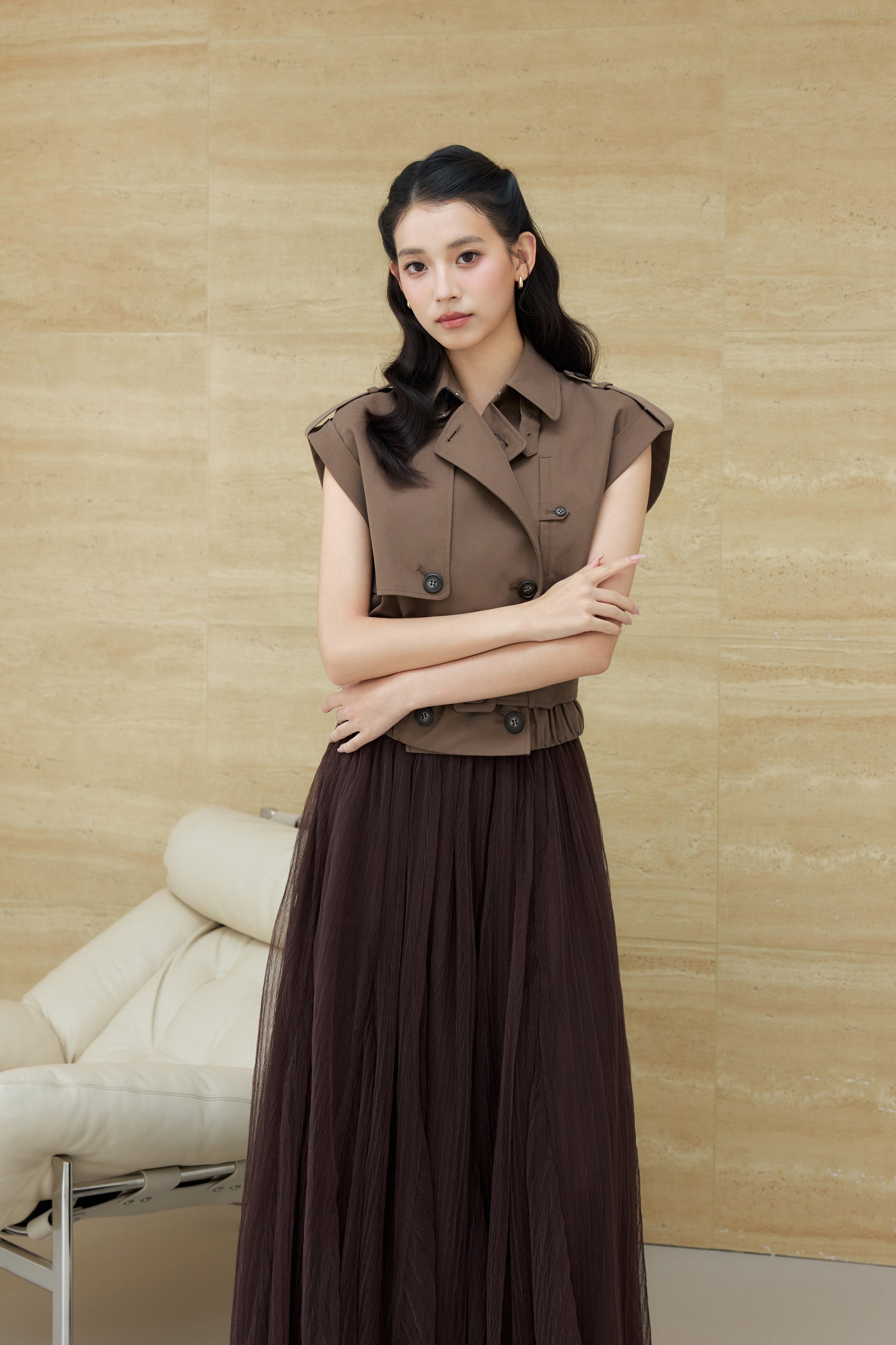 着用モデル：170cm 【トップス】カラー：brown 【ボトムス】カラー：brown サイズ：SM
