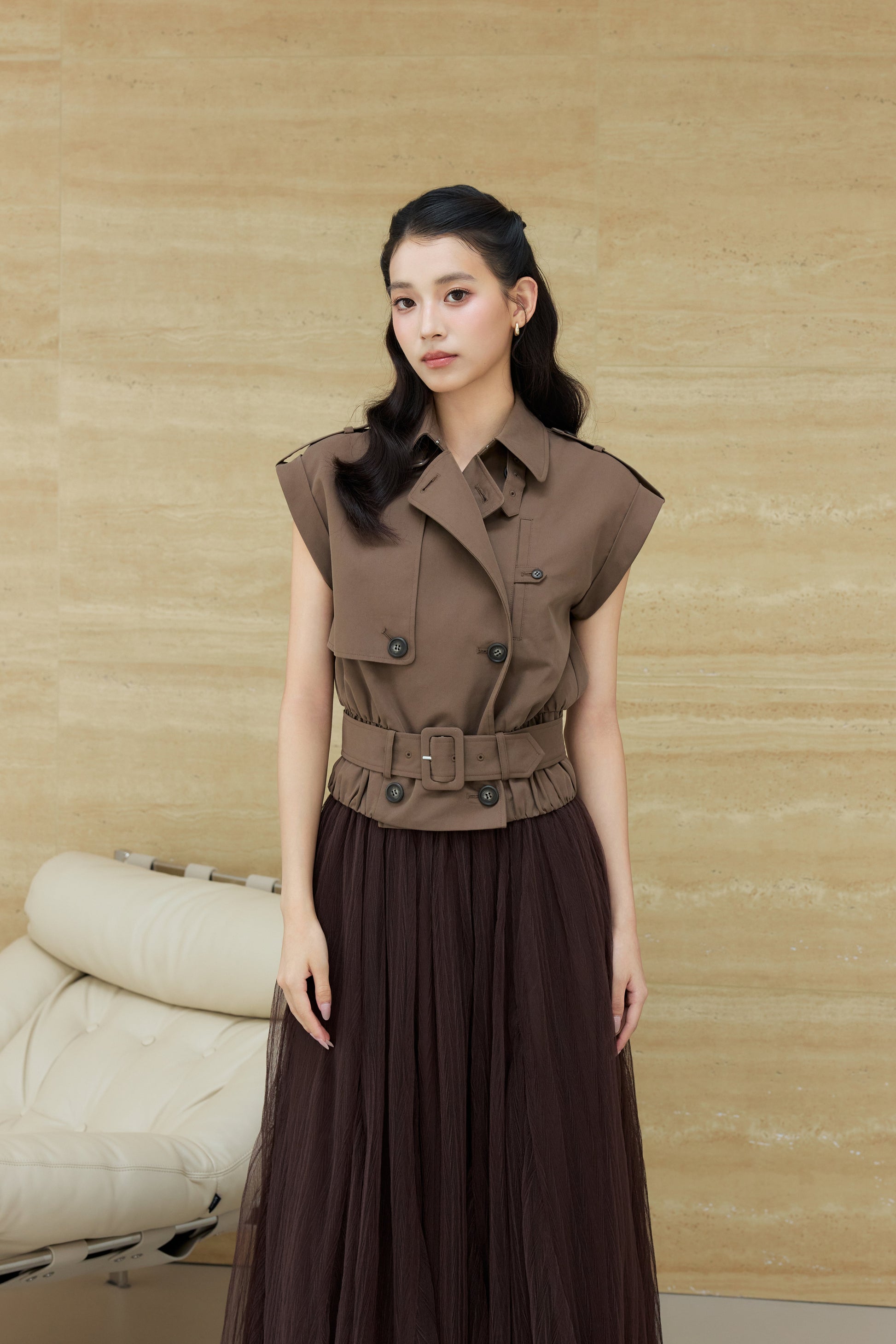 着用モデル：170cm 【トップス】カラー：brown 【ボトムス】カラー：brown サイズ：SM