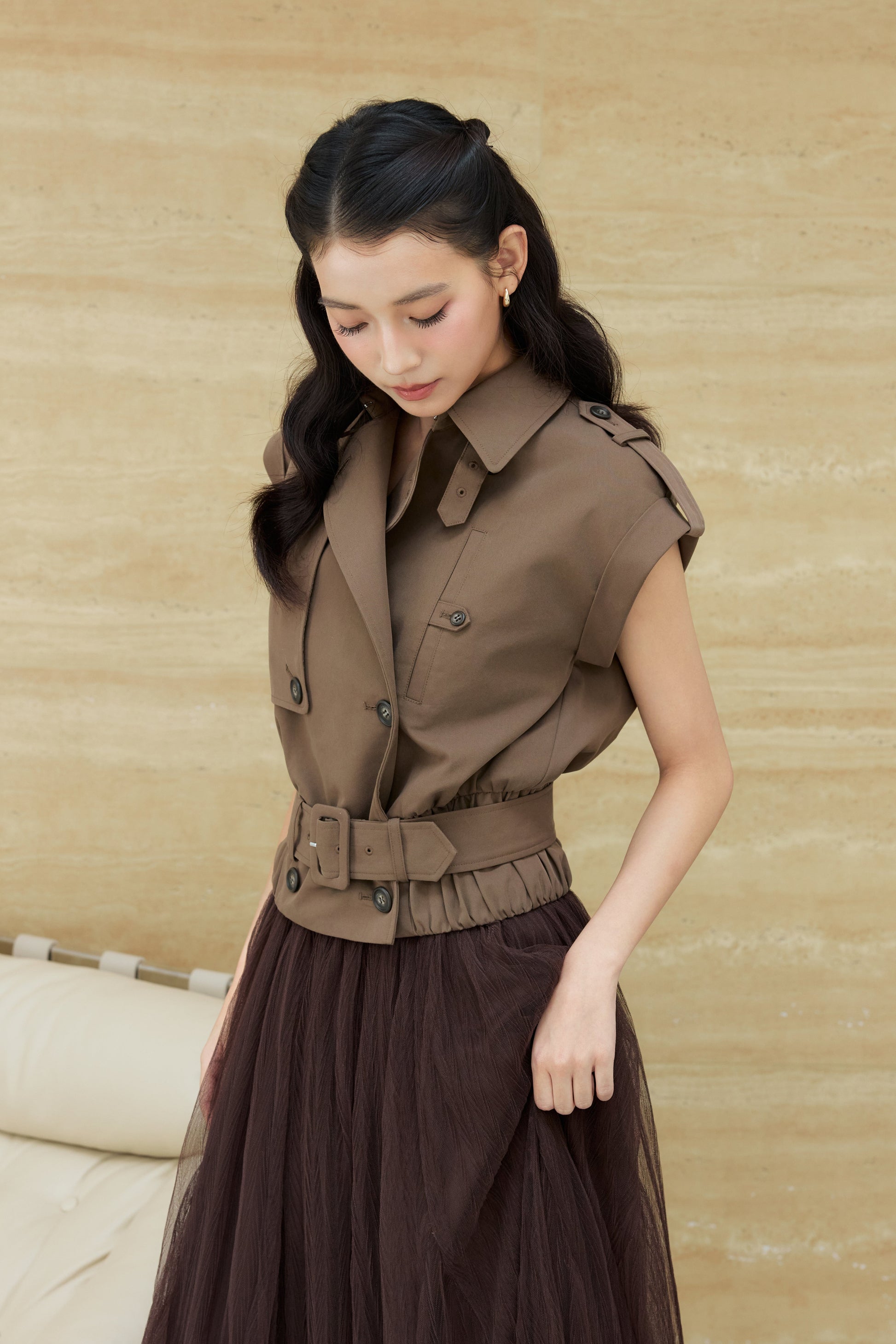 着用モデル：170cm 【トップス】カラー：brown 【ボトムス】カラー：brown サイズ：SM