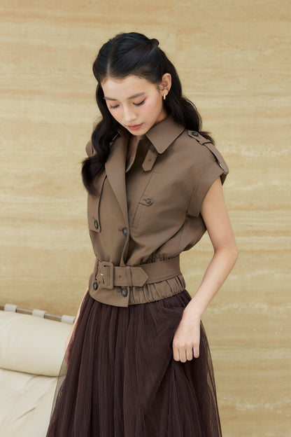 着用モデル：170cm 【トップス】カラー：brown 【ボトムス】カラー：brown サイズ：SM