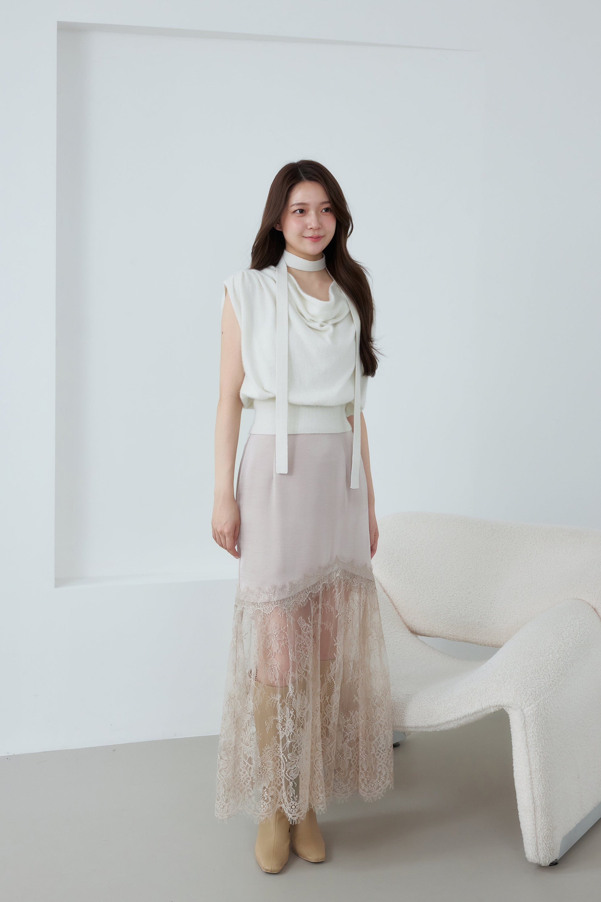 着用モデル：167cm 【トップス】カラー：off white 【ボトムス】カラー：pink サイズ：SM