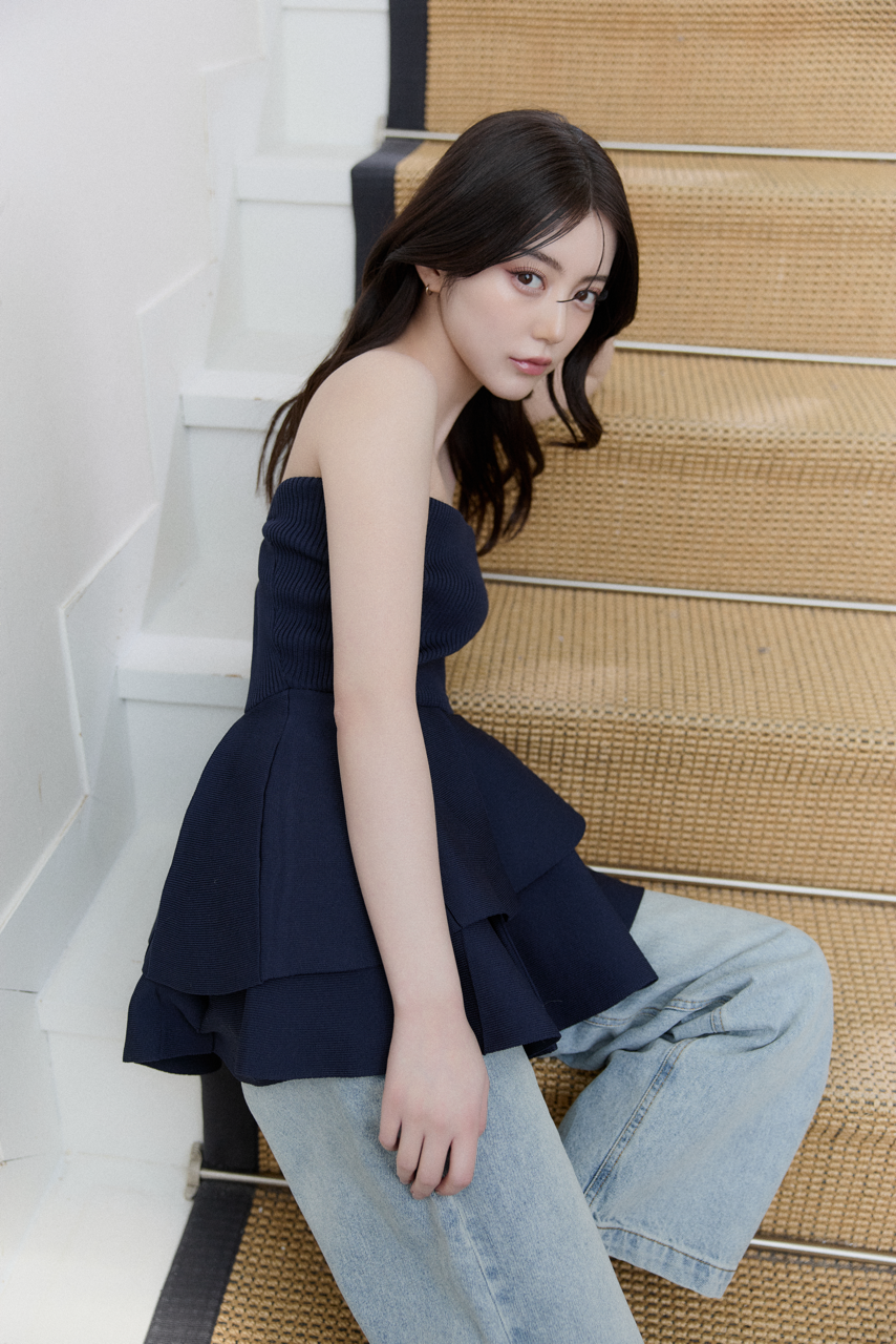 poláuraポローラ　チェーンストラップペプラムニットベアトップ チェーンストラップペプラムニットベアトップ – poláura OFFICIAL