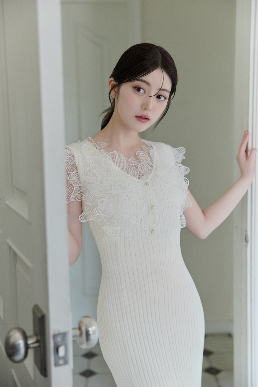 レースフリルニットワンピース – poláura OFFICIAL ONLINE STORE レースフリルニットワンピース – poláura OFFICIAL ONLINE STORE