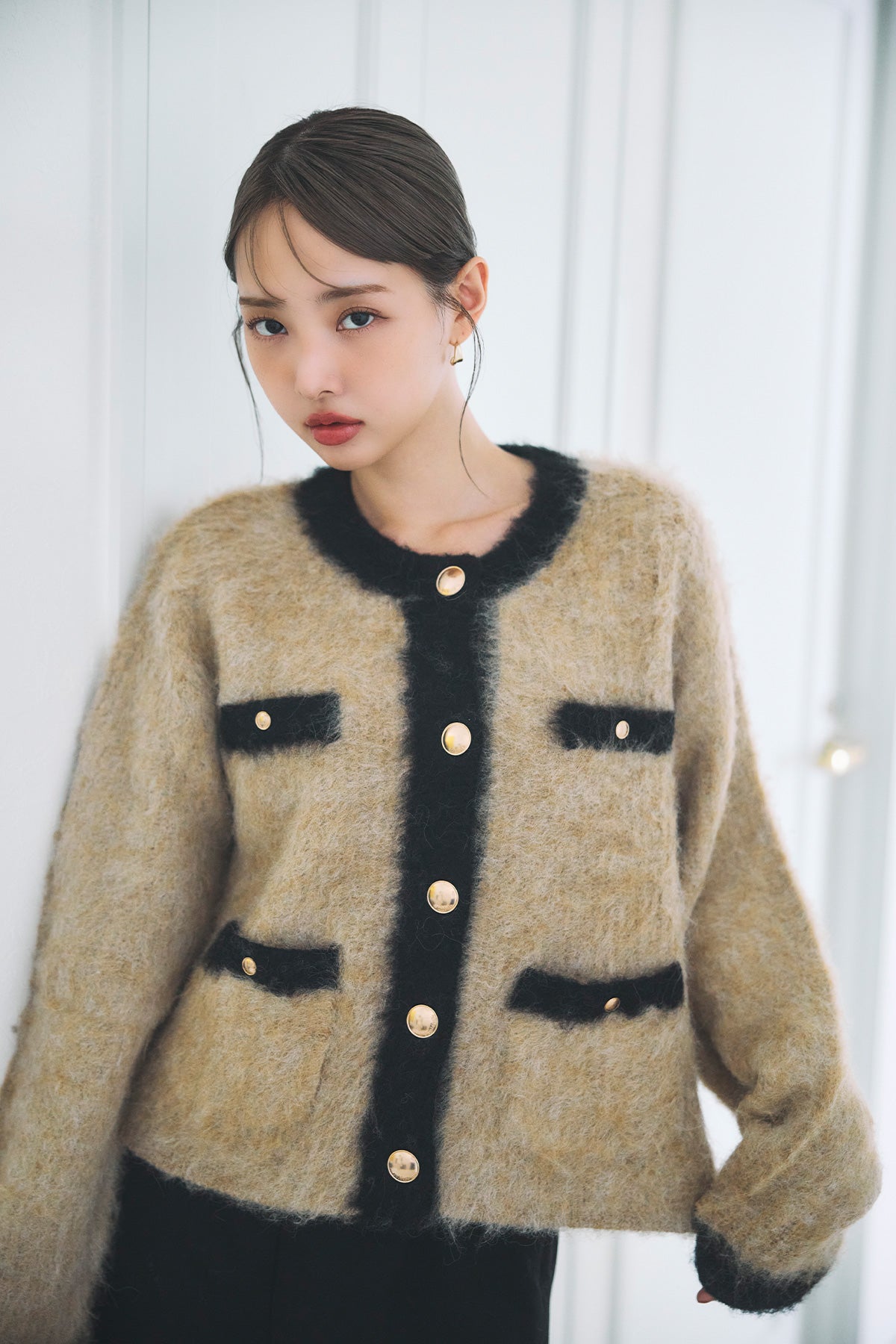 モデル身長：172cm サイズ：FREE カラー：beige×black