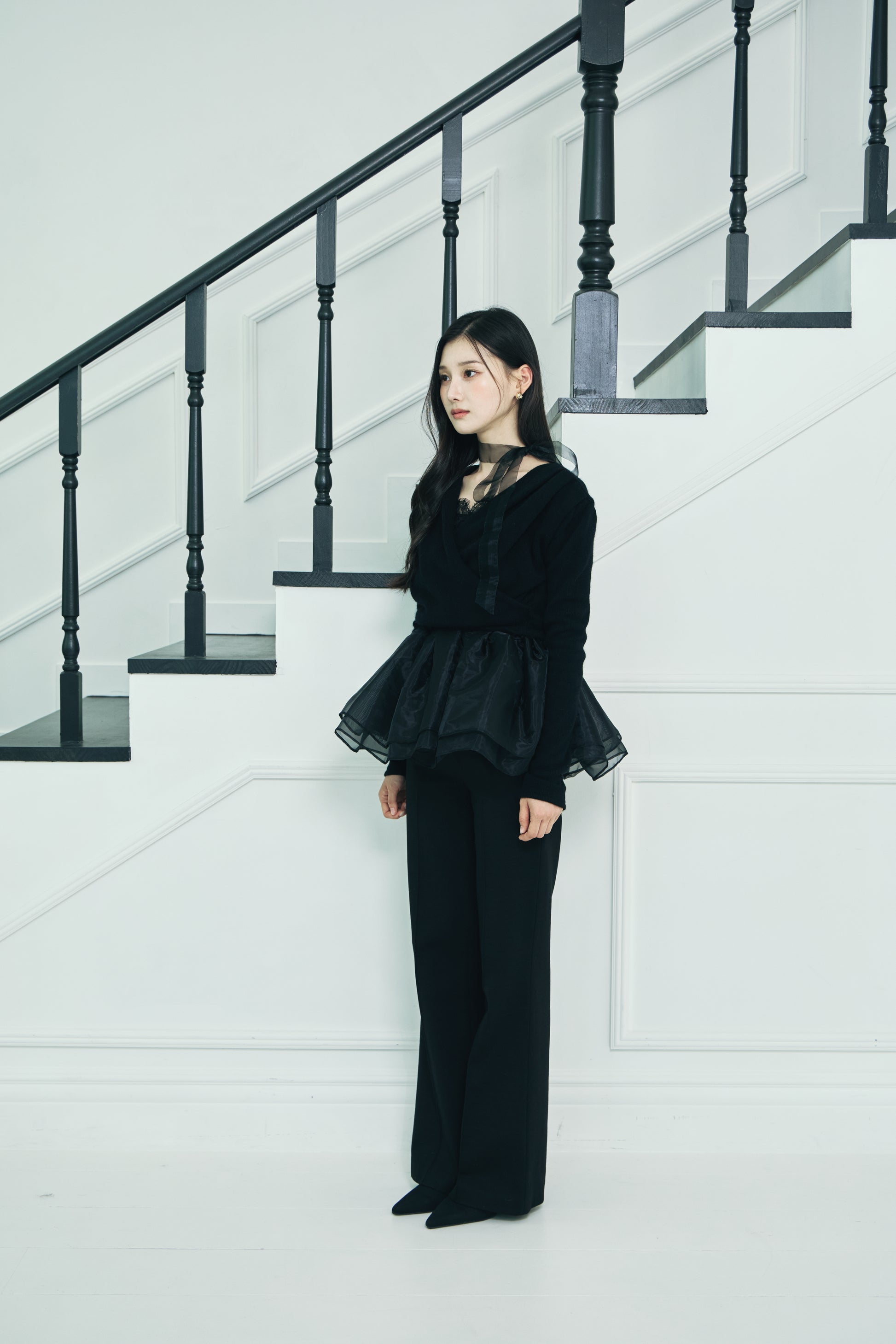 モデル身長：166cm 【トップス】カラー：black × black